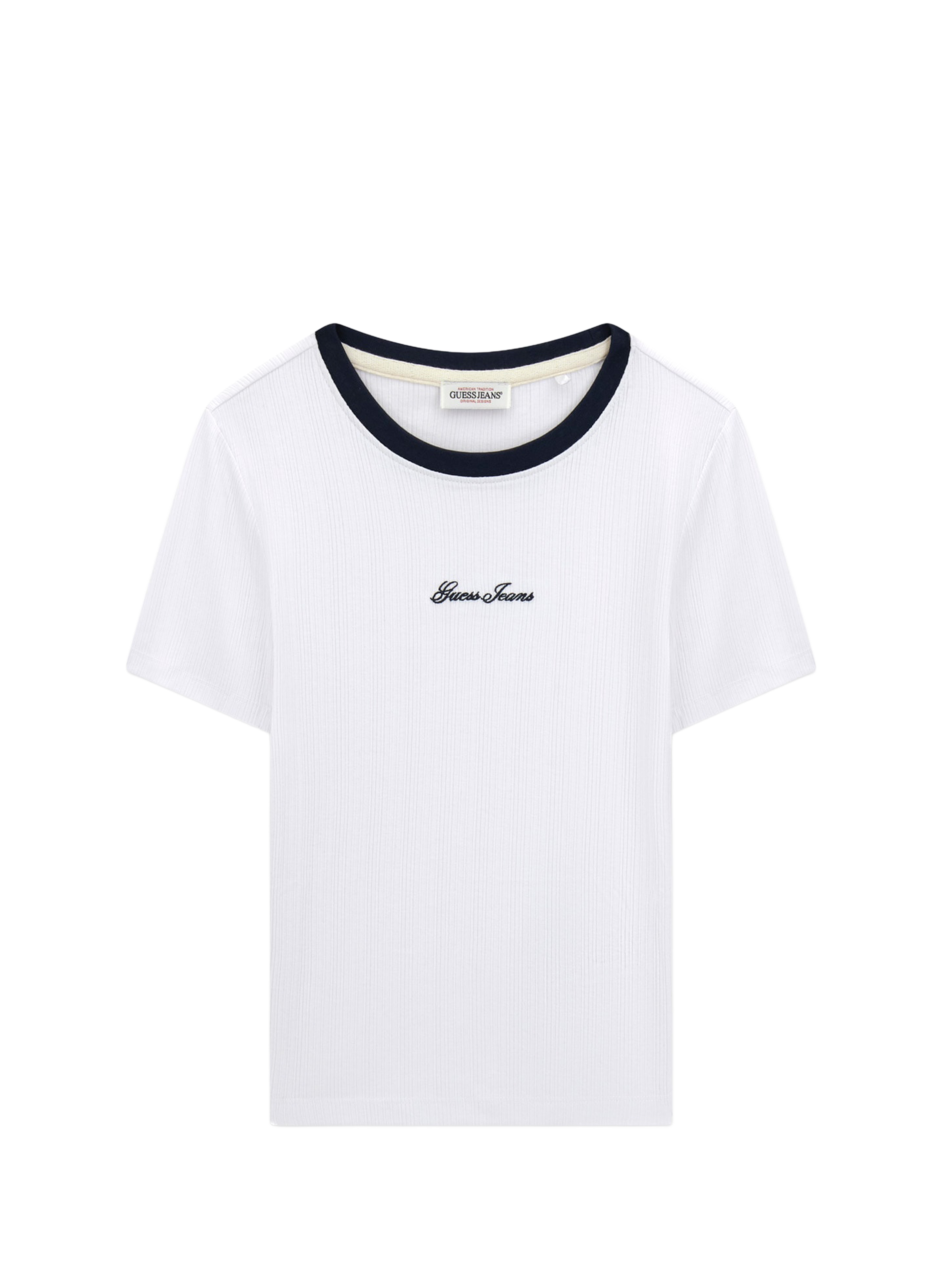 T-shirt met geborduurd logo en ronde hals GUESS Wit