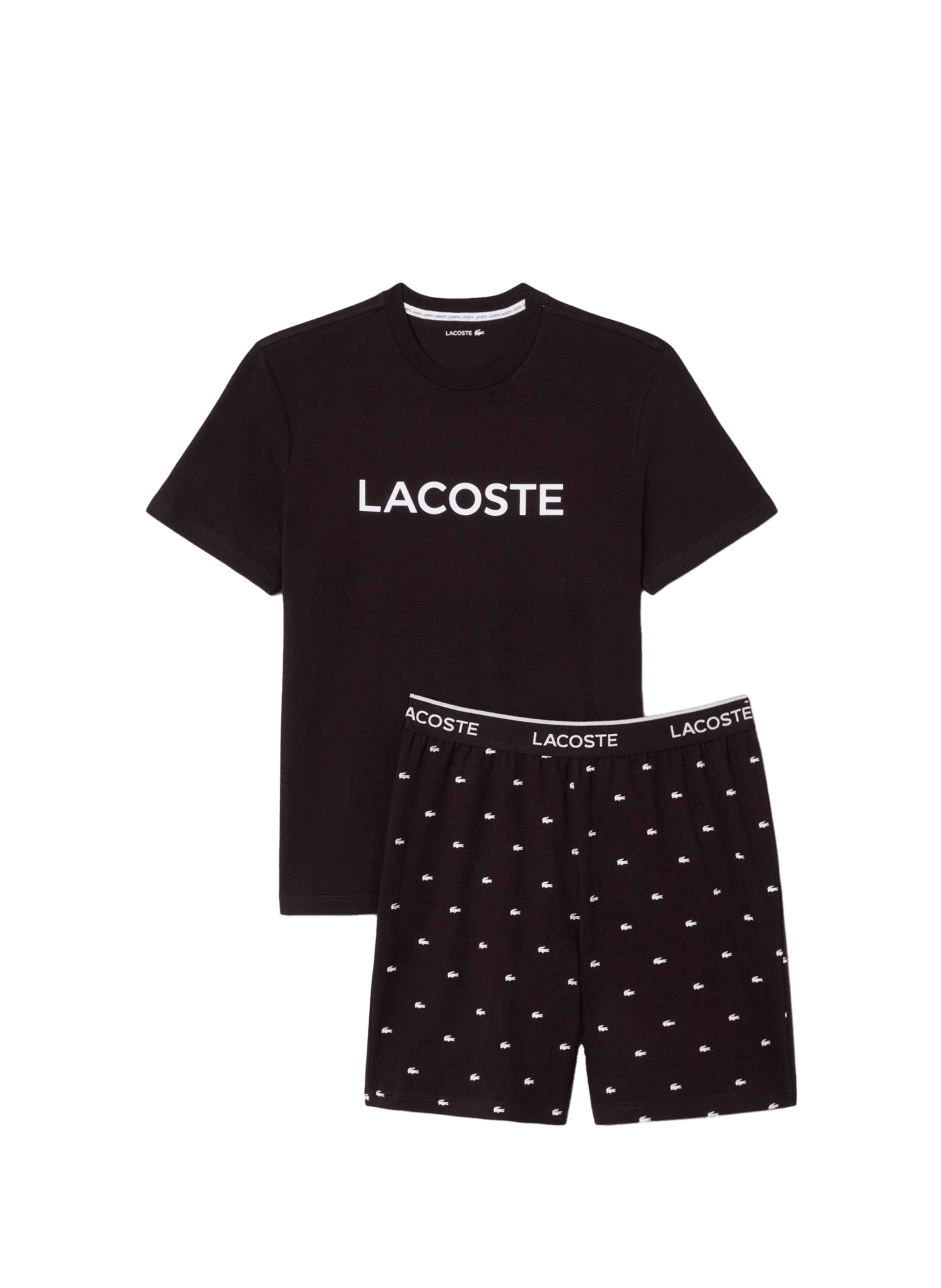Set di pigiama in cotone stampato coccodrillo. LACOSTE Marrone