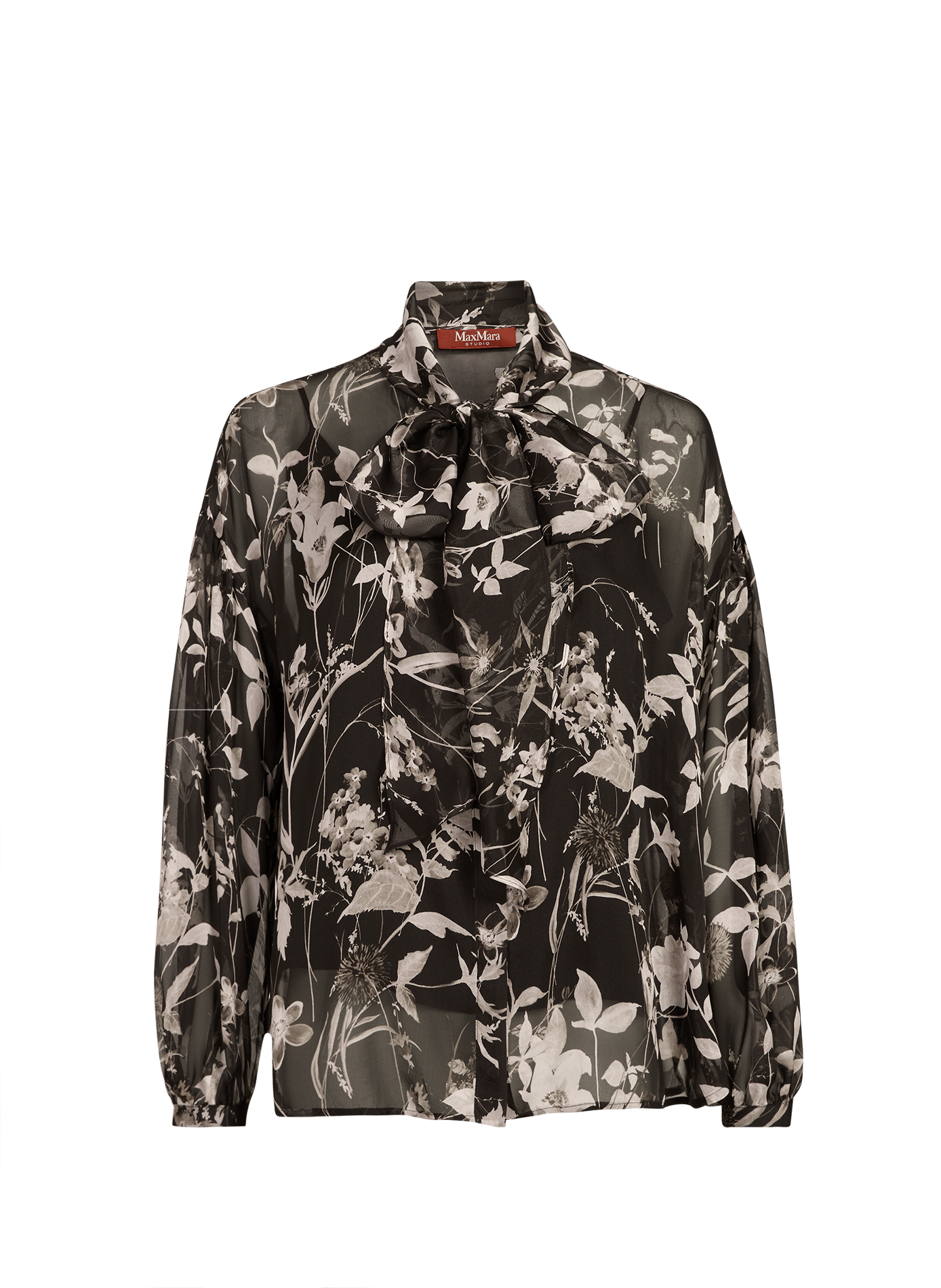 Chemisier imprimé col lavallière en soie MAX MARA STUDIO Noir