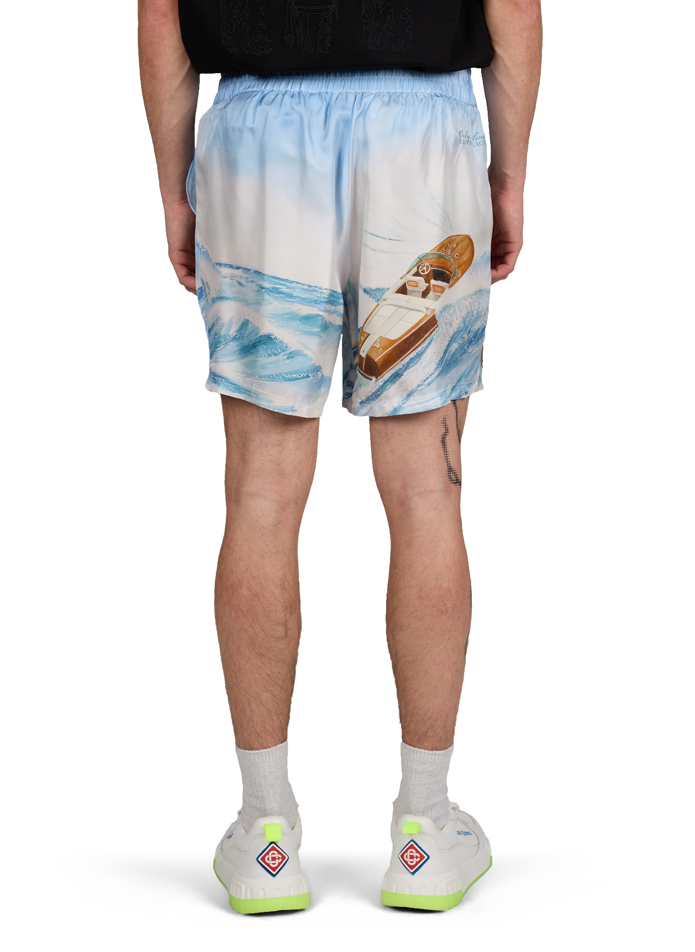 Short printed Sea Wave in silk ONLY THE BLIND Blue