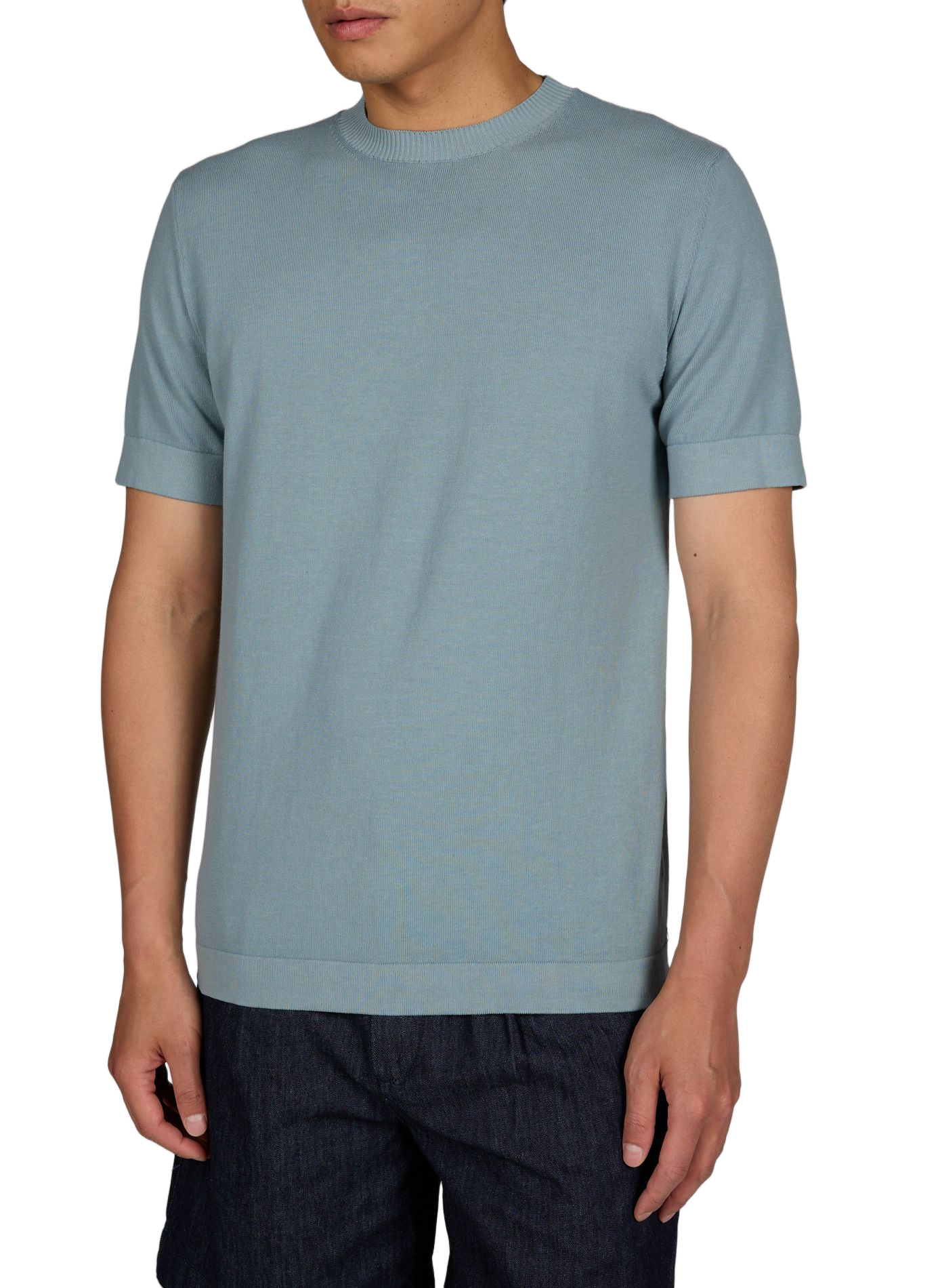 T-shirt uni à col rond en coton LAFAURIE Bleu