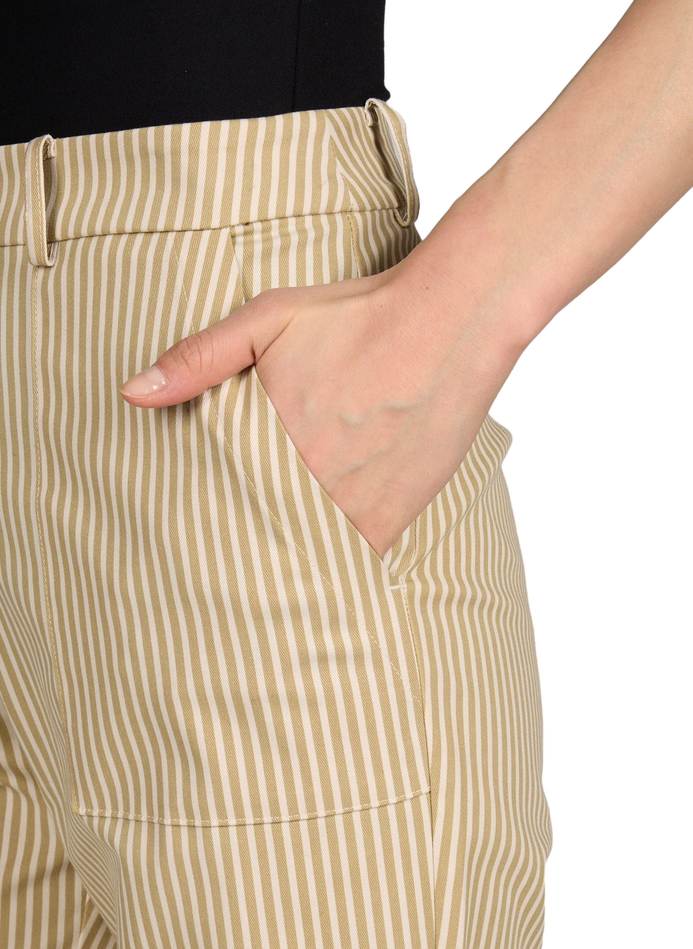 Striped cotton blend pants VILA Beige