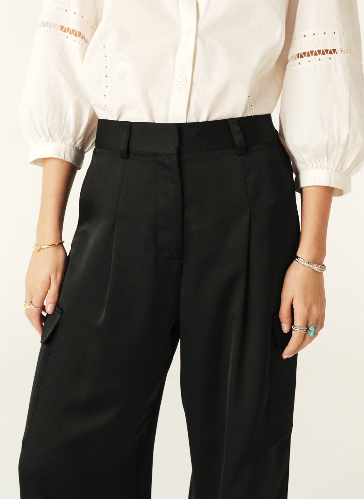 Pantalon large taille haute cary BA&SH Noir