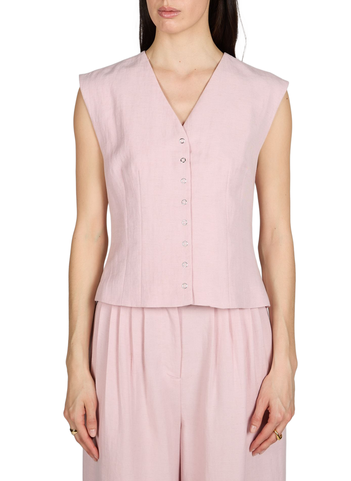 Gilet sans manches à fermeture boutonnée OBJECT Rose