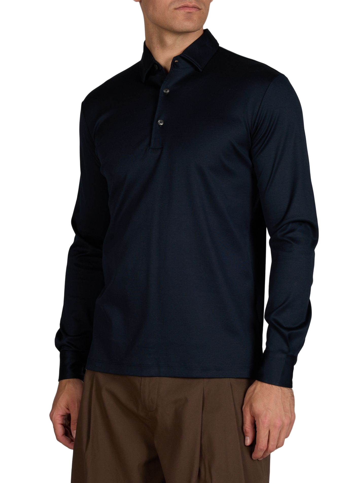 Polo a maniche lunghe in cotone AURELIEN Blu