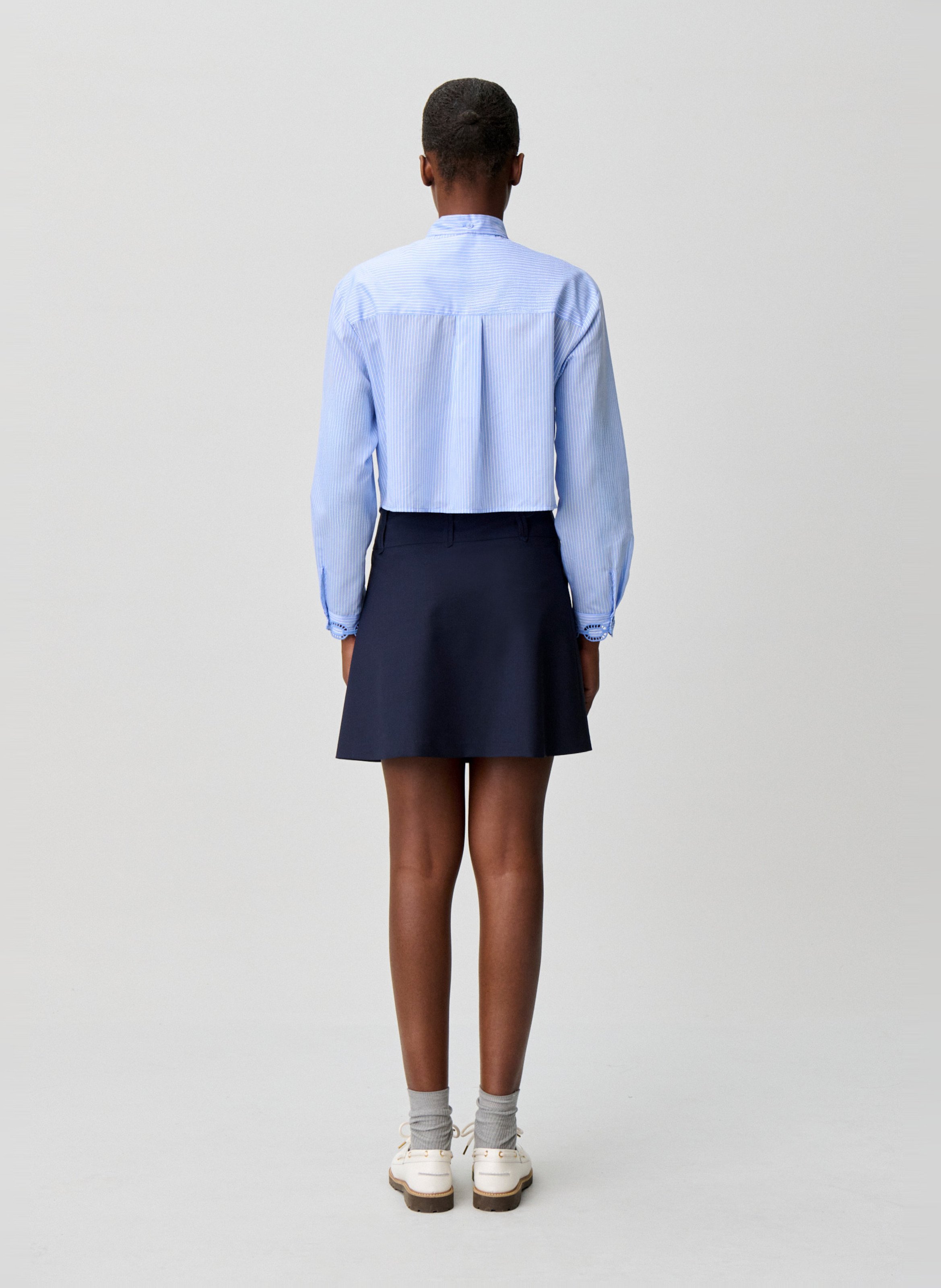 Jupe courte évasée en laine mélangée CLAUDIE PIERLOT Bleu