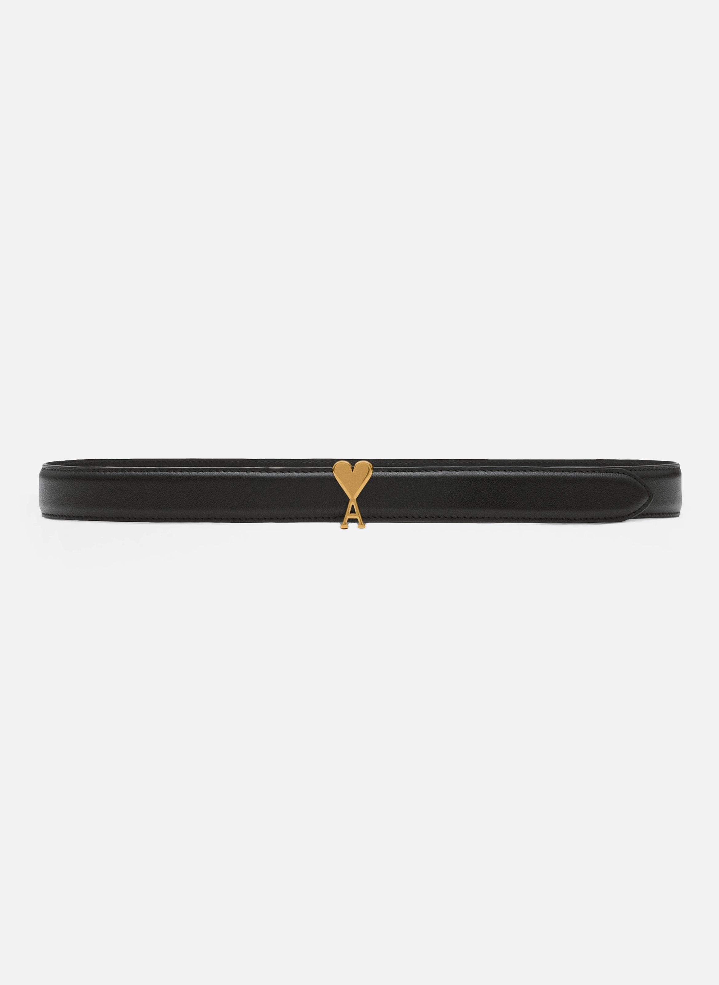 Ceinture 25mm unisexe en cuir de vachette boucle ami de coeur AMI PARIS Noir