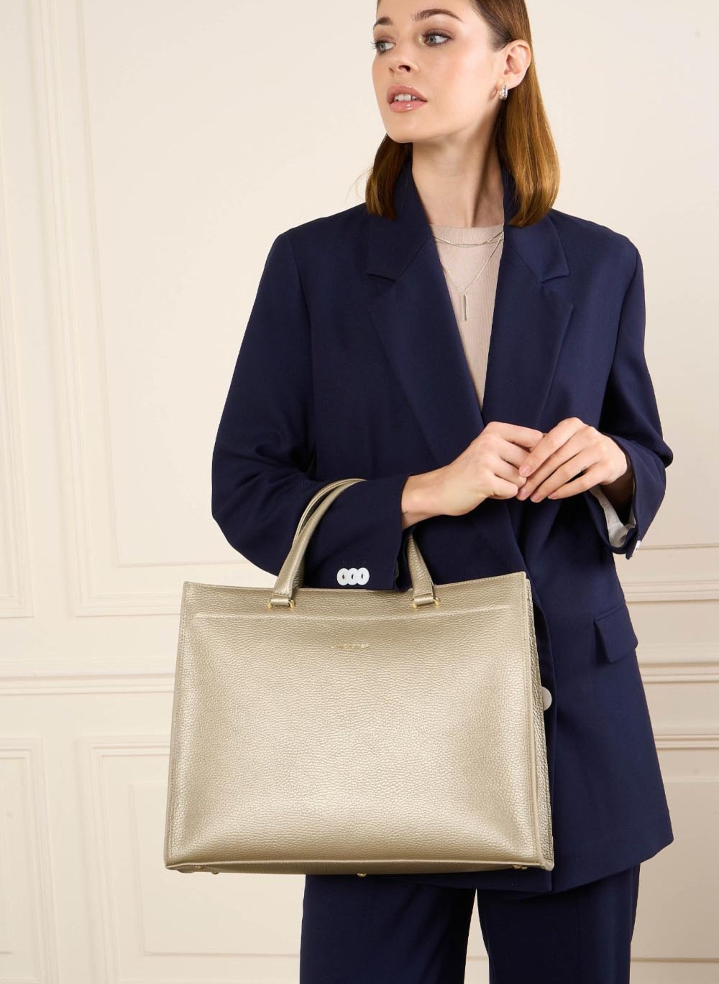 Large tote bag - foulonné double LANCASTER Golden
