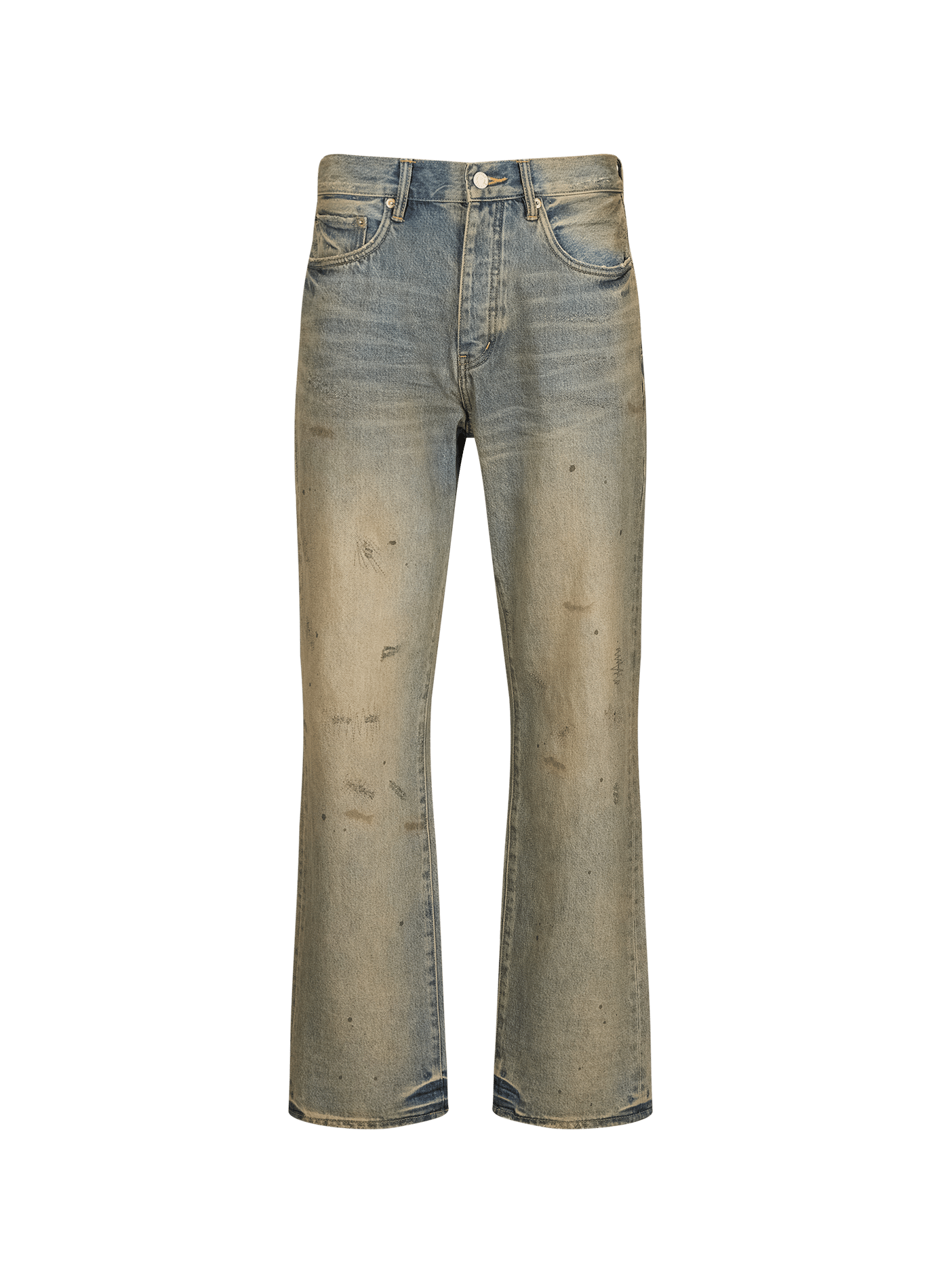 Faded and ripped jeans with paint splatter effect in cotton PURPLE BRAND Blue