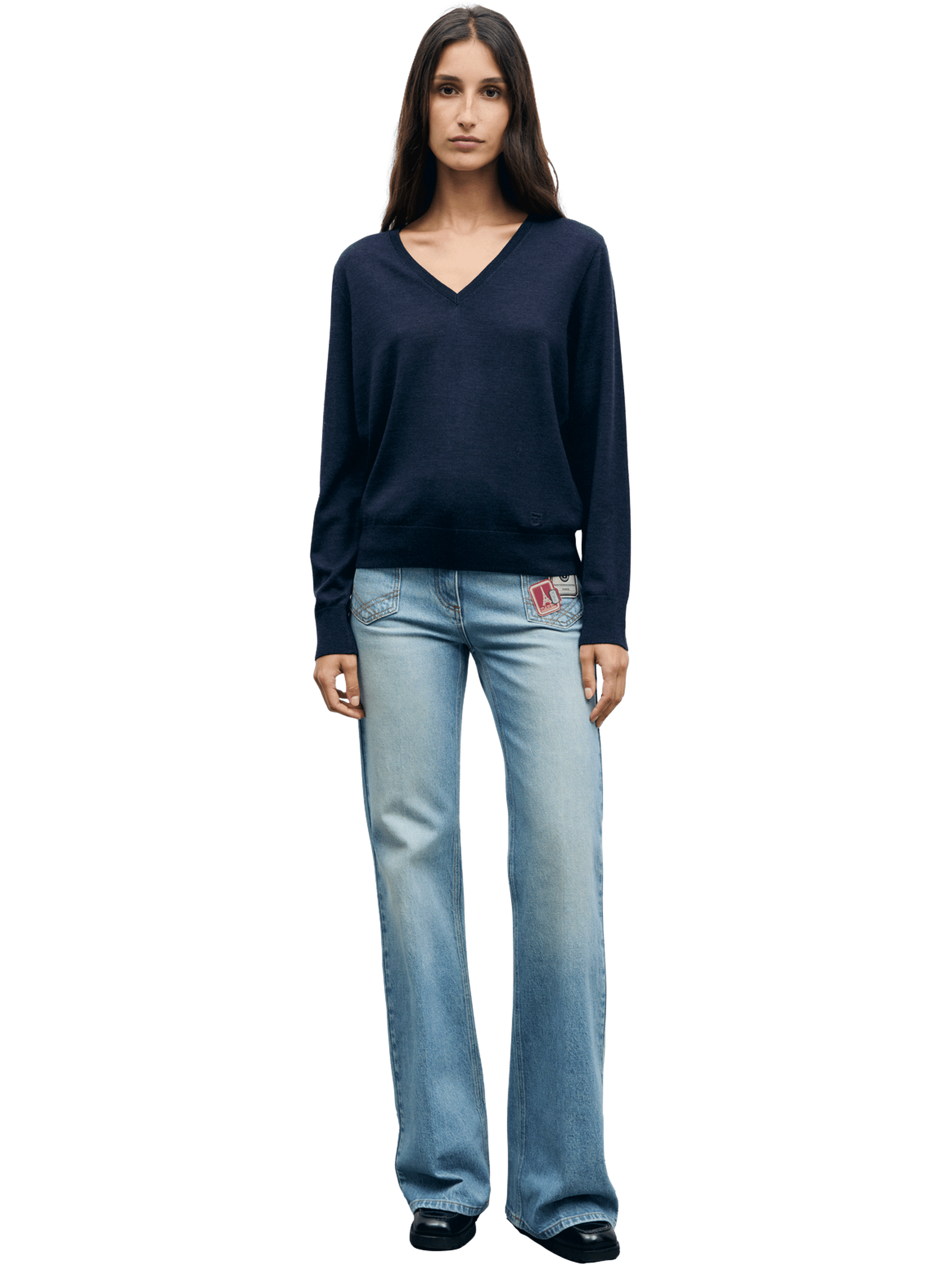 Pull v en laine fine - rachel GERARD DAREL Bleu