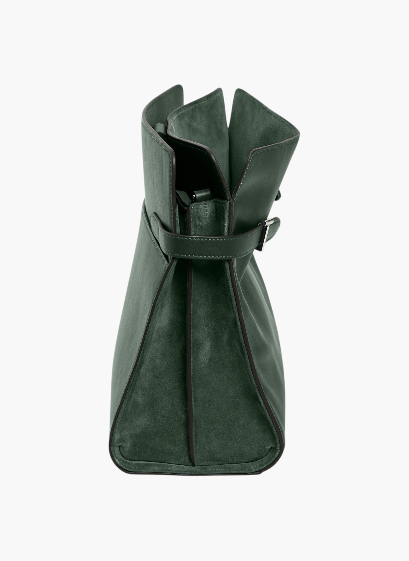 Sac porté épaule modèle maxi emie en cuir lisse et refente de velours LE TANNEUR Vert