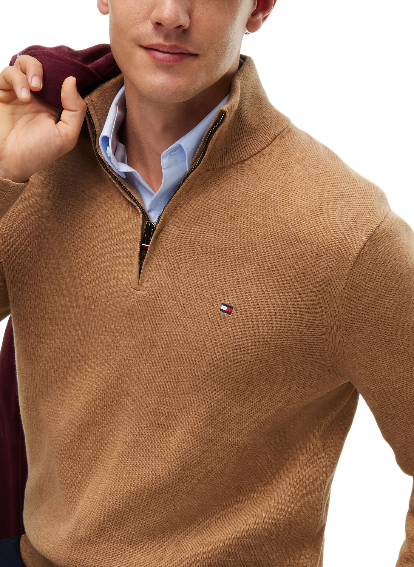Pull à col zippé TOMMY HILFIGER Beige