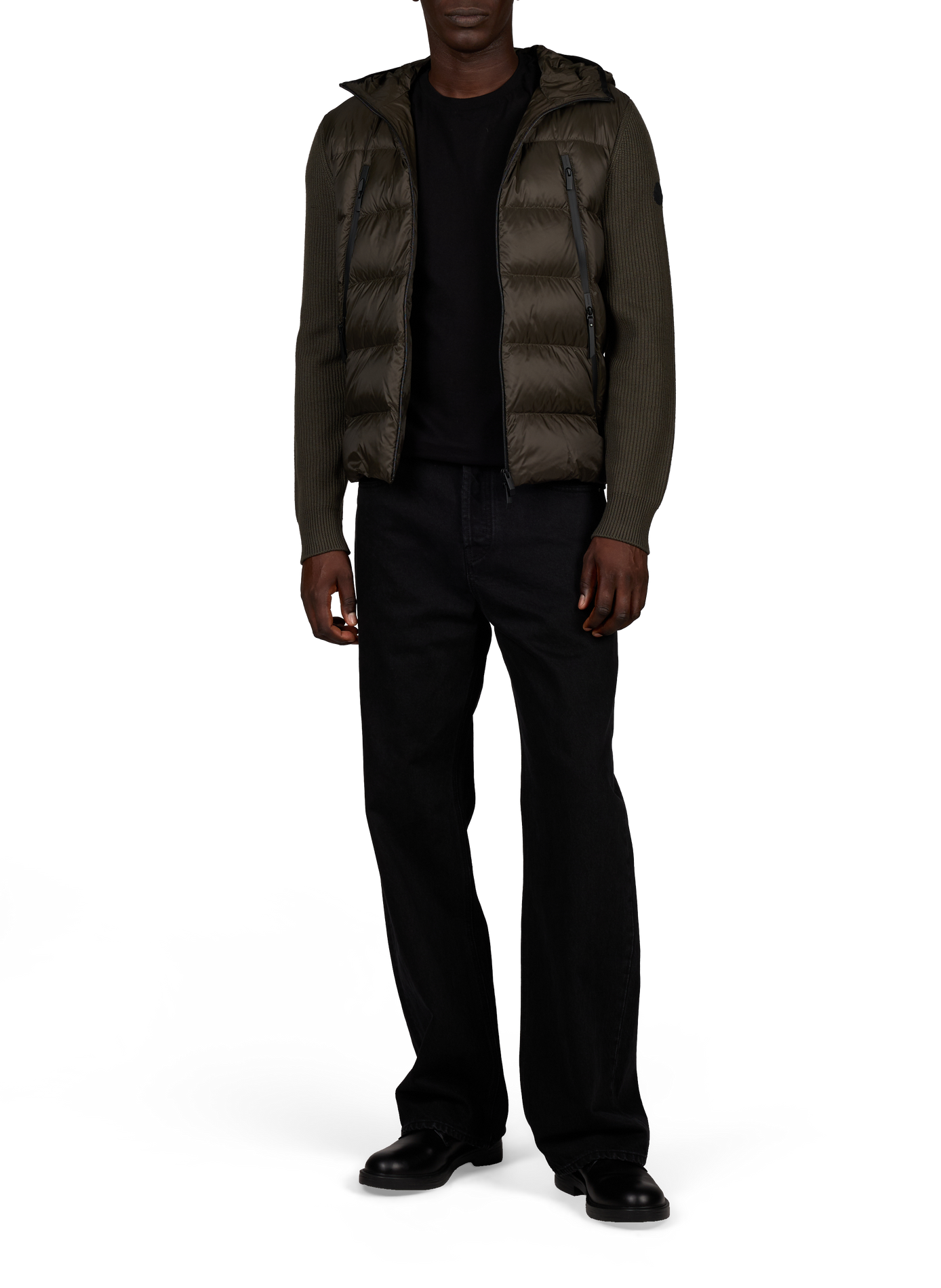 Quilted bi-material cardigan coat MONCLER Green