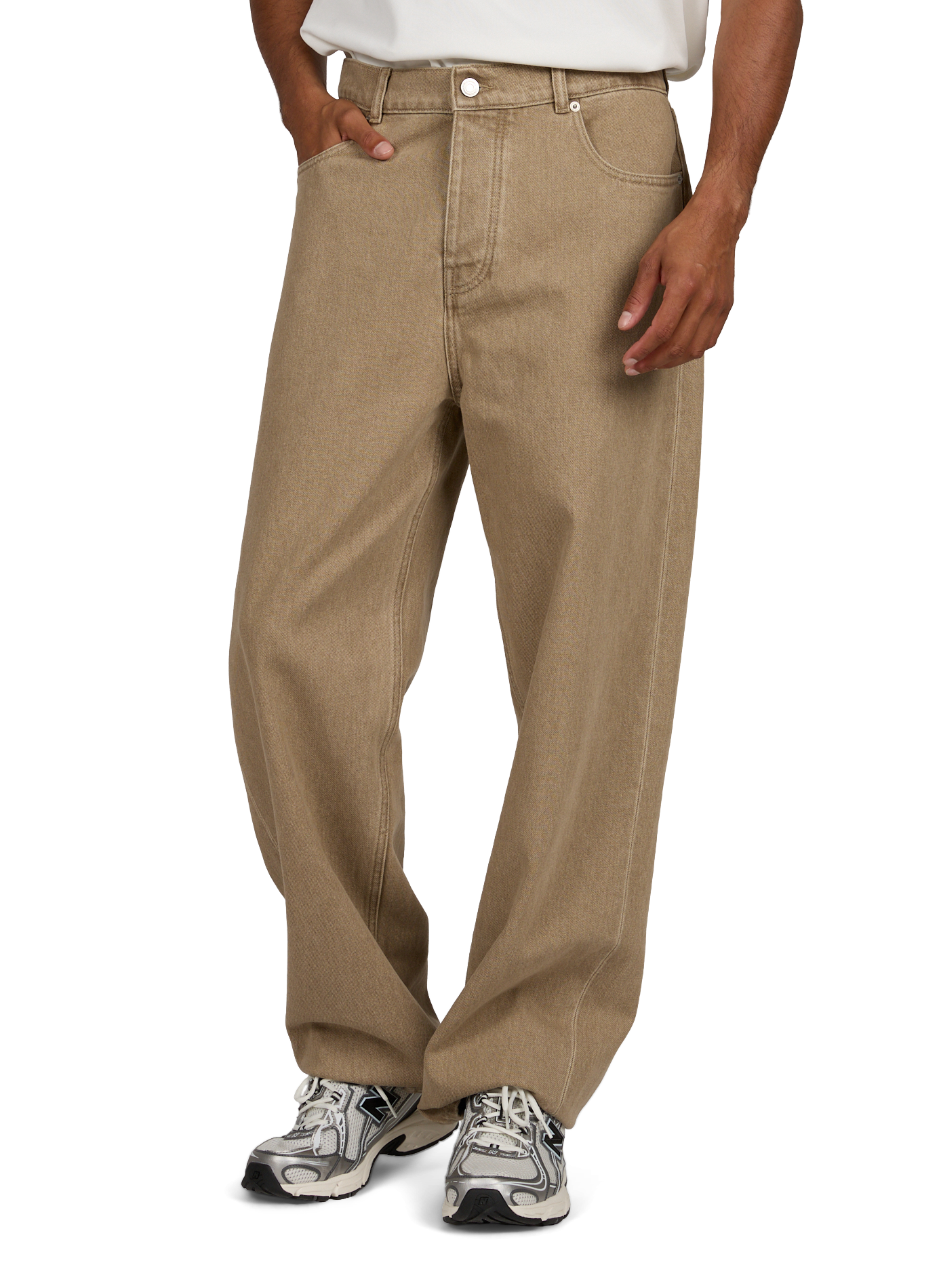 Straight leg washed denim jeans DROLE DE MONSIEUR Khaki