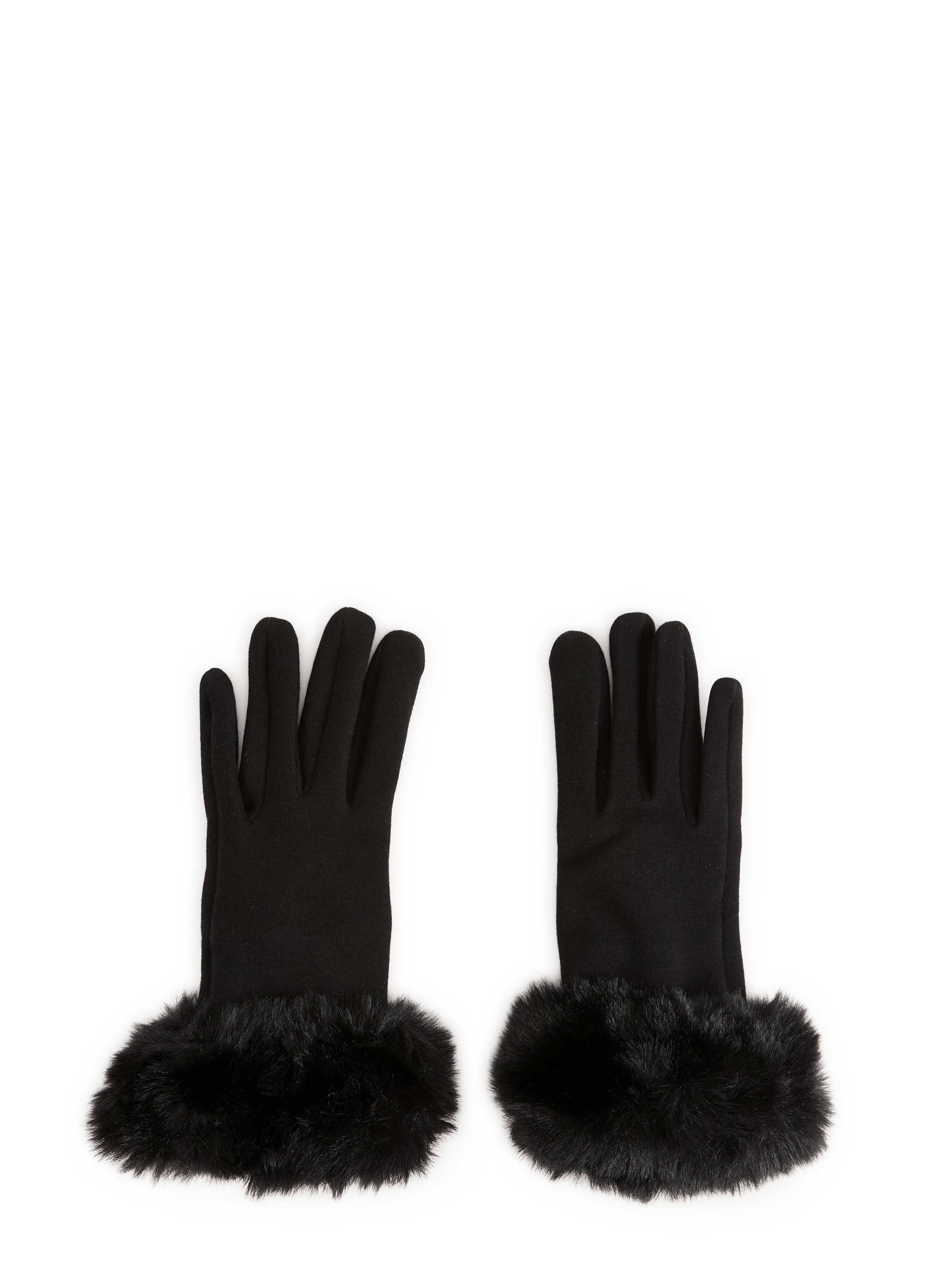 Solid Faux Fur Gloves AU PRINTEMPS PARIS Black