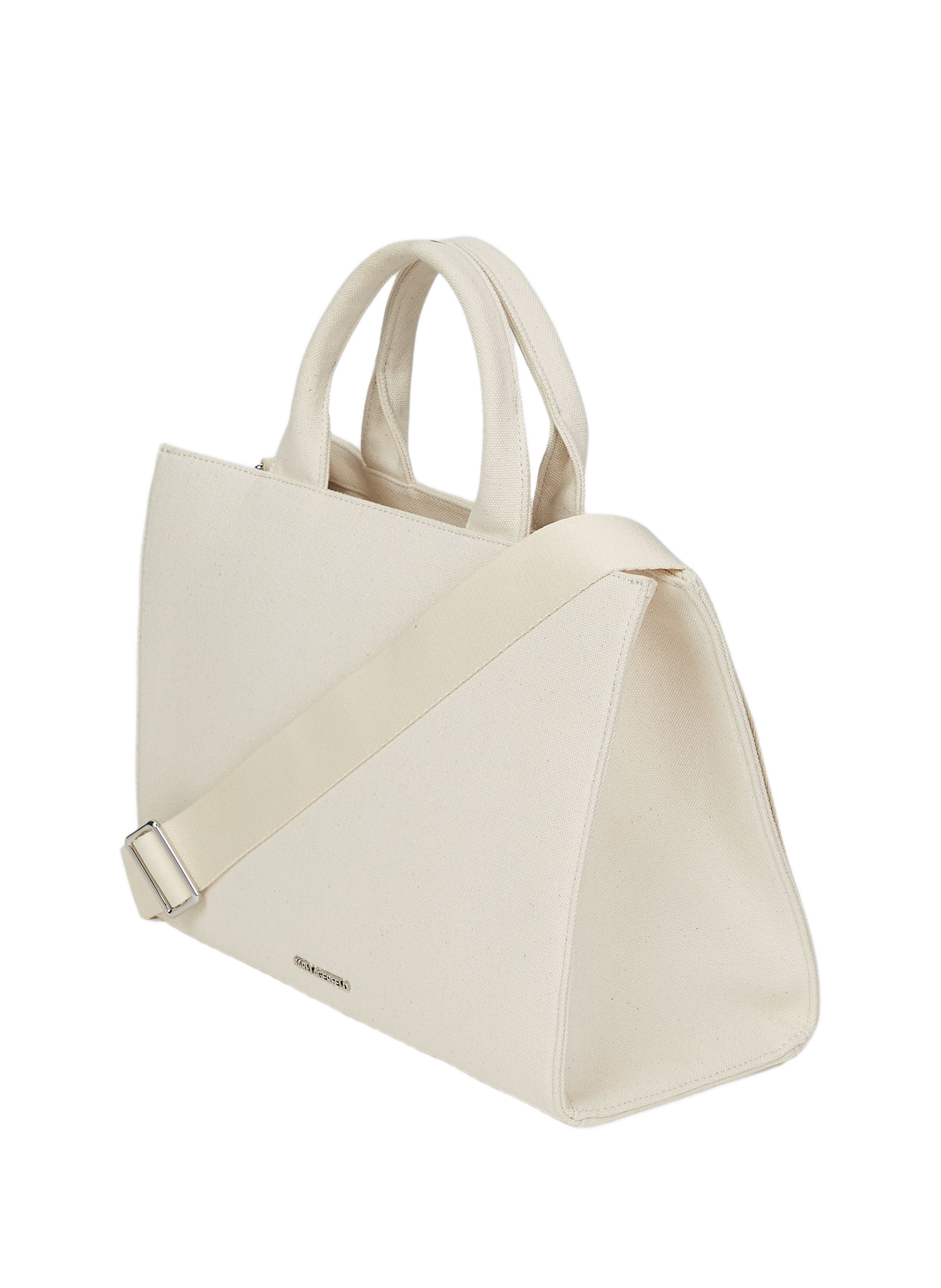 Einkaufstasche aus bedruckter Baumwolle IKON CHOUPETTE MD SQUARE TOTE. KARL LAGERFELD Beige