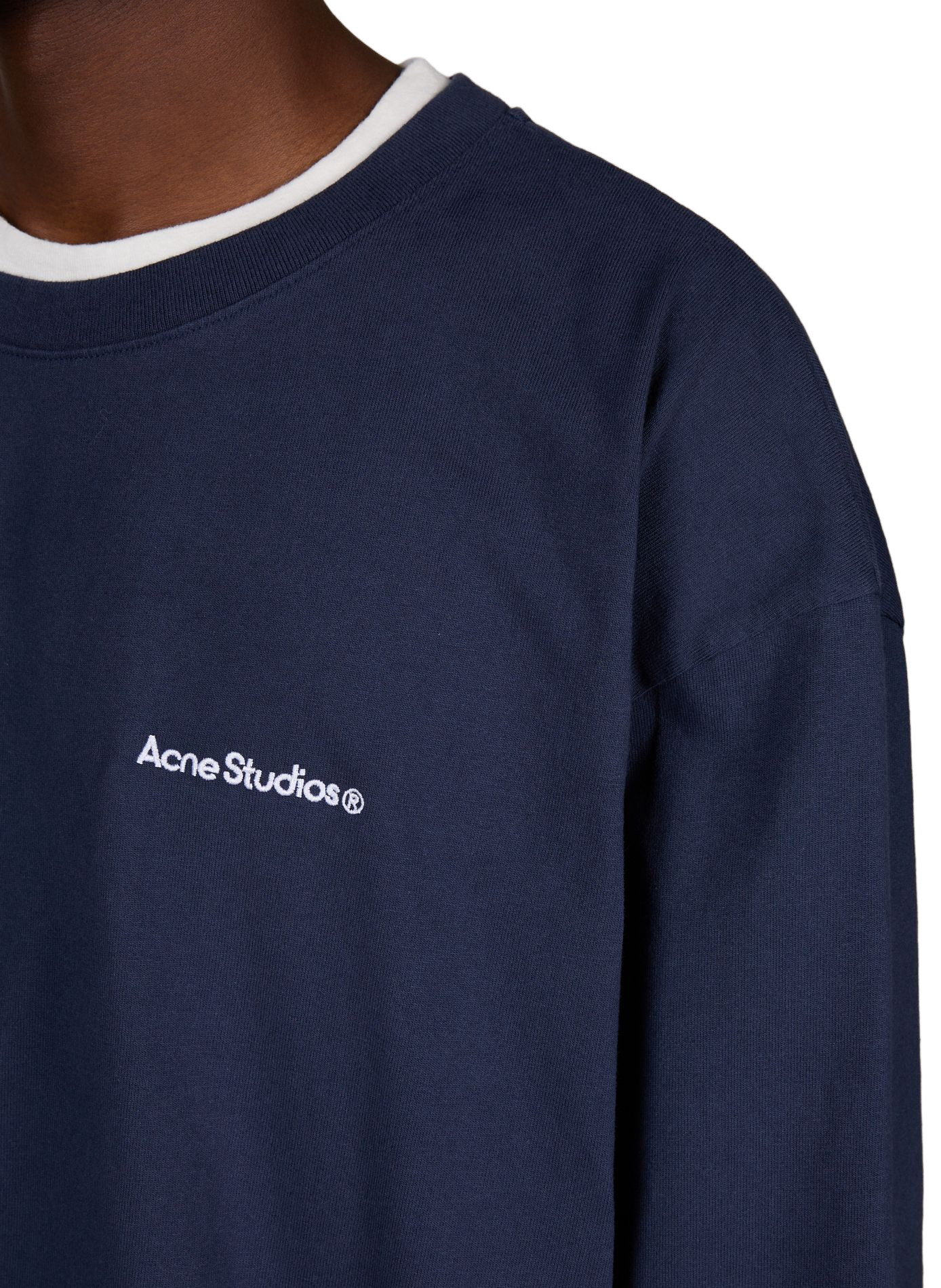 Sweatshirt multicouche à logo en coton ACNE STUDIOS Bleu