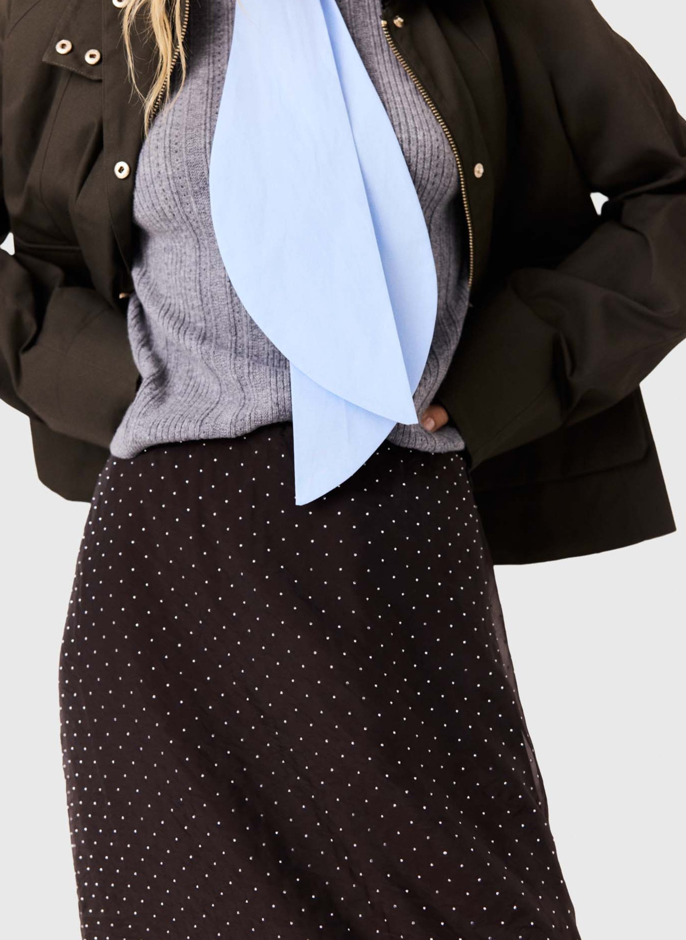 Jupe midi droit à pois MAJE Marron