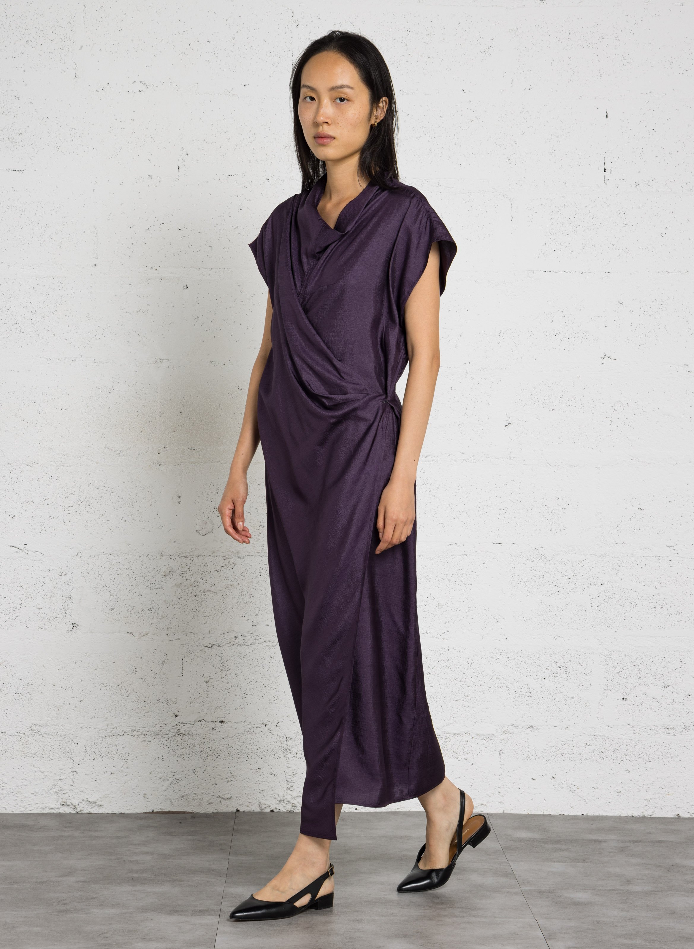 Robe midi col montant en soie foggia SOEUR Violet