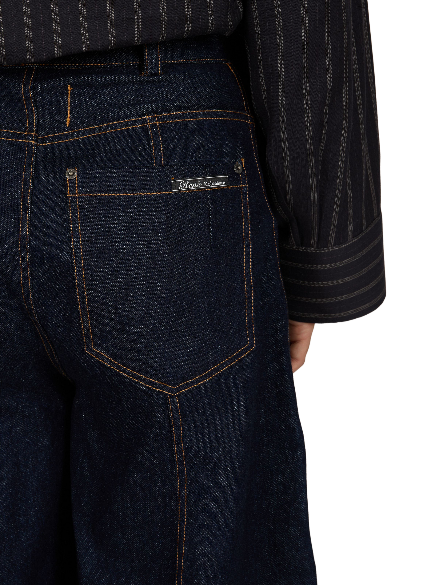 Wijde jeans van ongewassen denim RENÈ Blauw