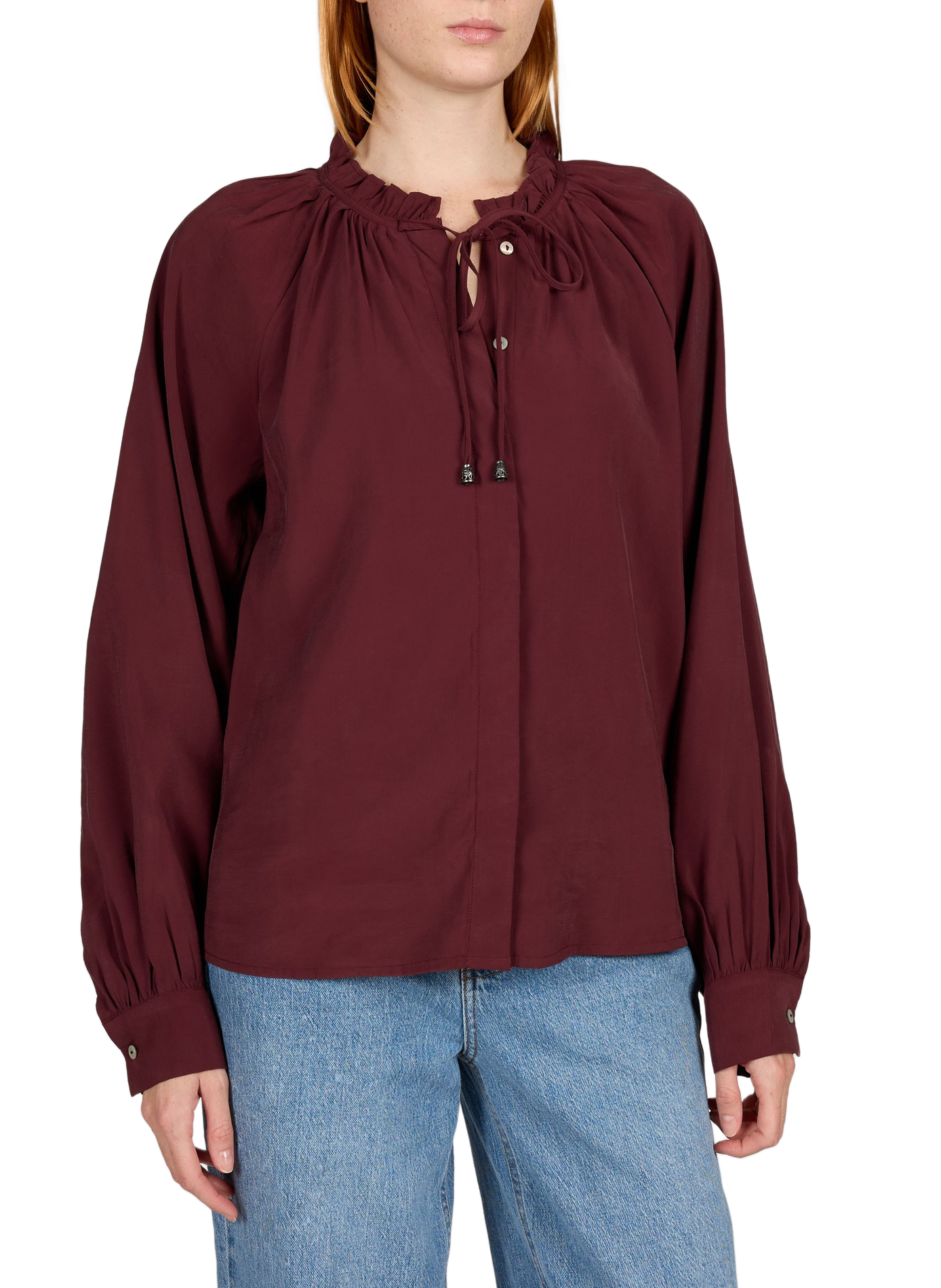 Chemise col rond VILA Rouge