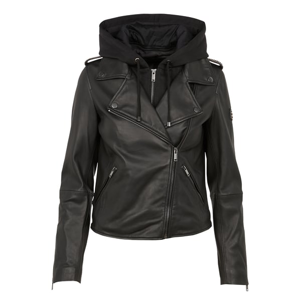 Blouson à capuche en cuir