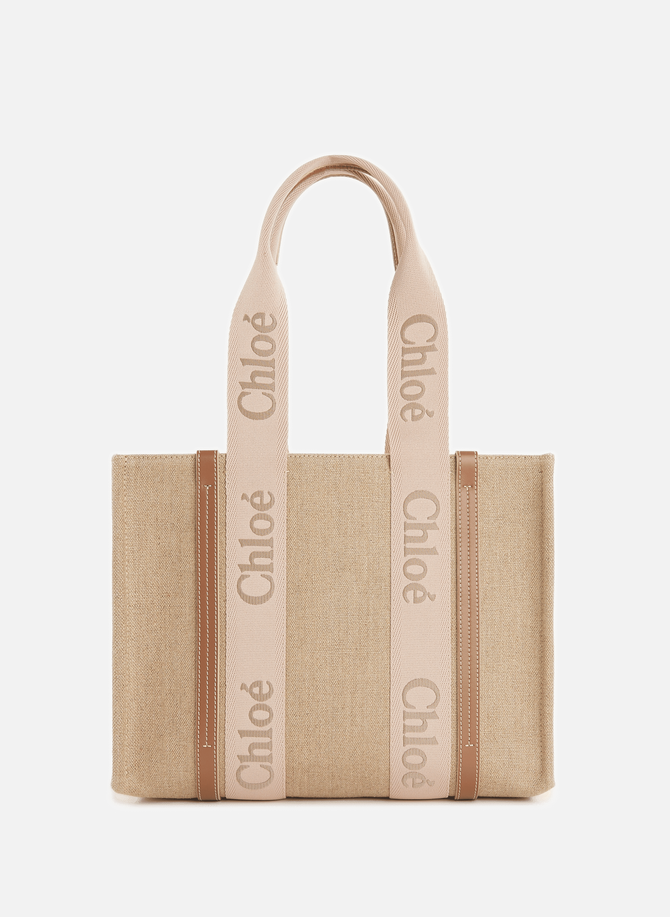 Woody leather and canvas tote bag  CHLOÉ