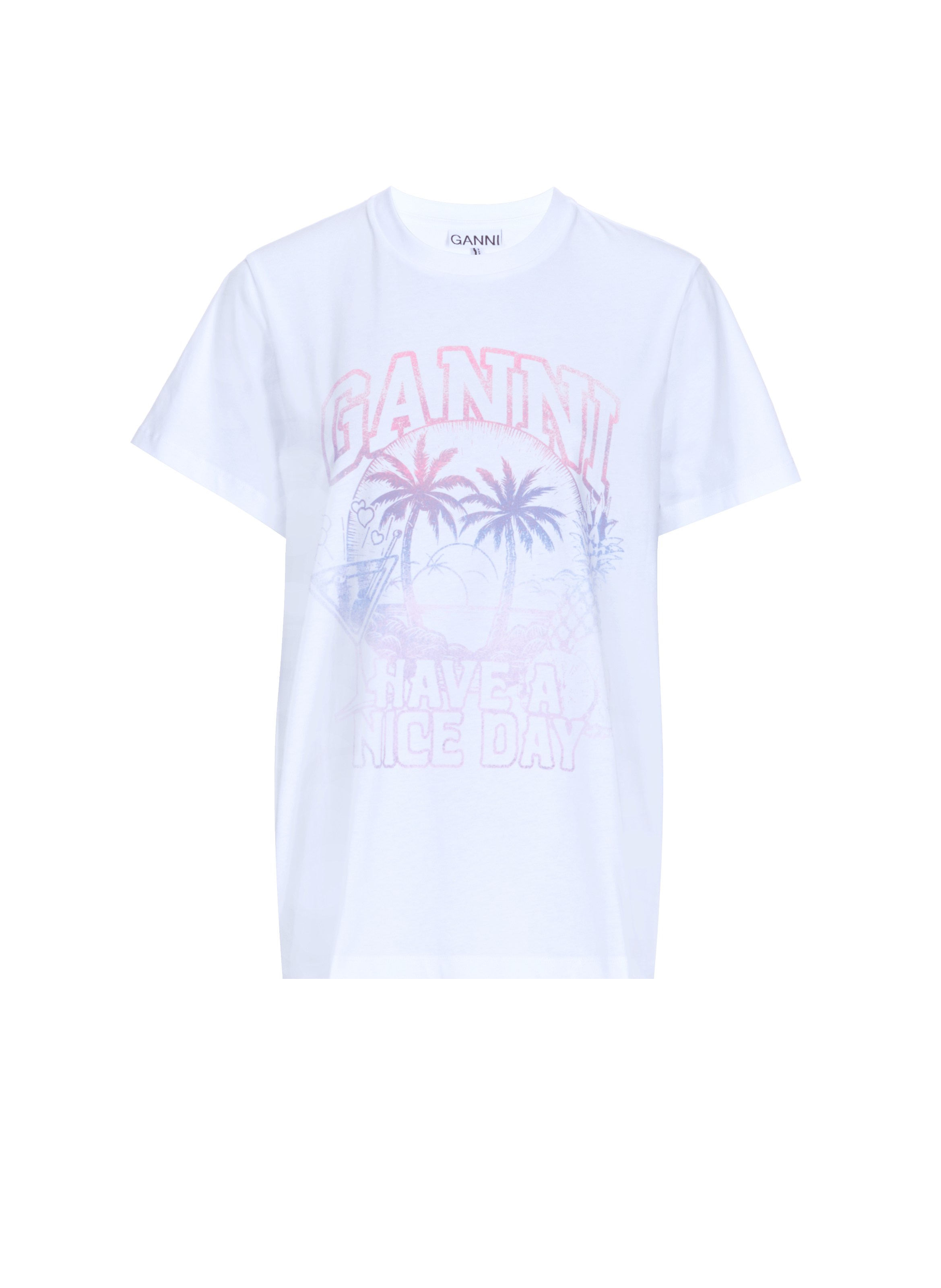 Biker-style cotton t-shirt GANNI White
