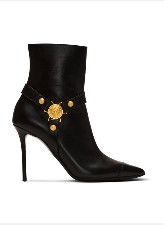 Bottines eva à talons en cuir de veau Noir by BALMAIN BALMAIN Bottines eva à talons en cuir de veau Noir