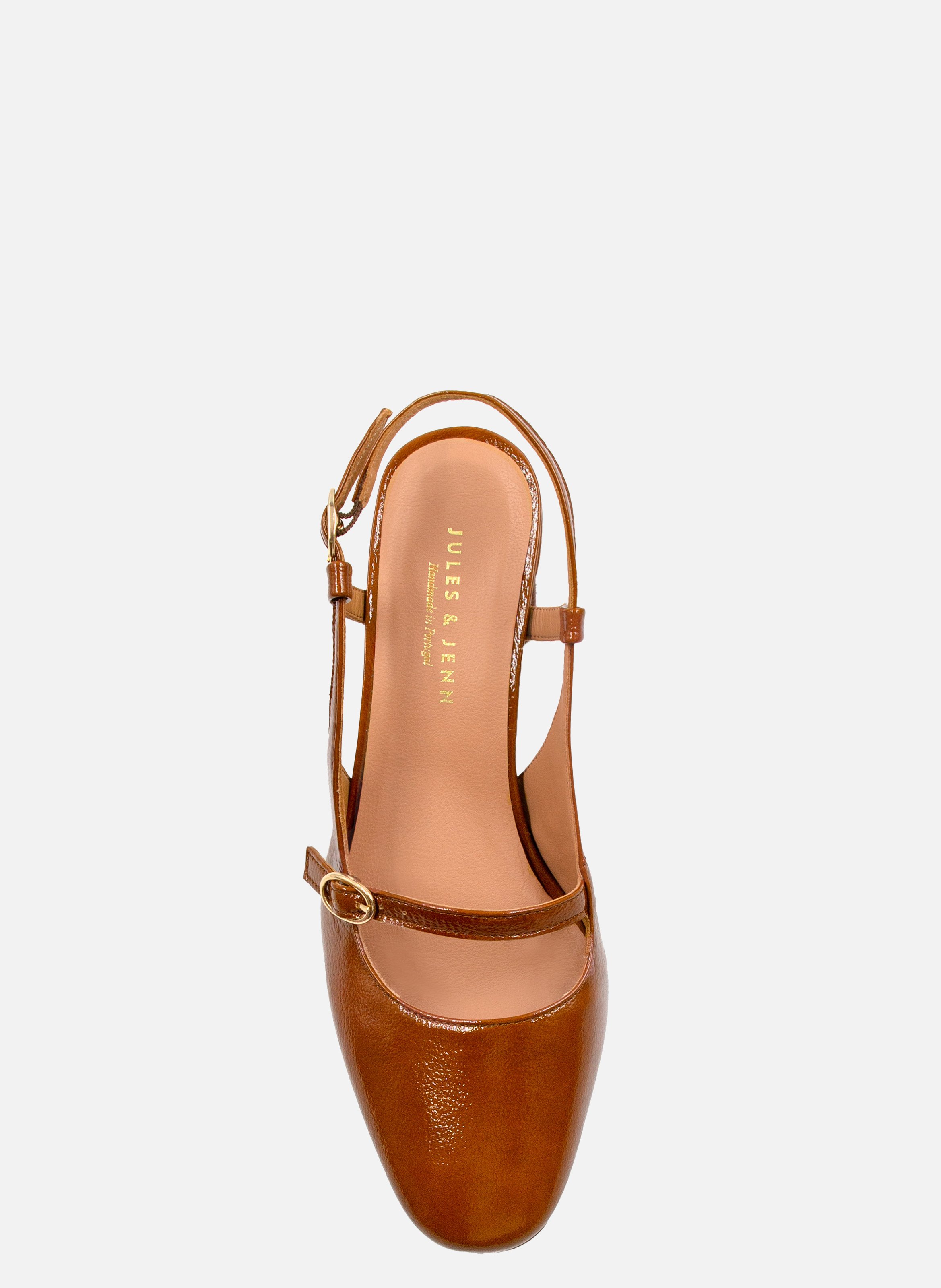 Escarpins slingback cuir vernis JULES & JENN Marron