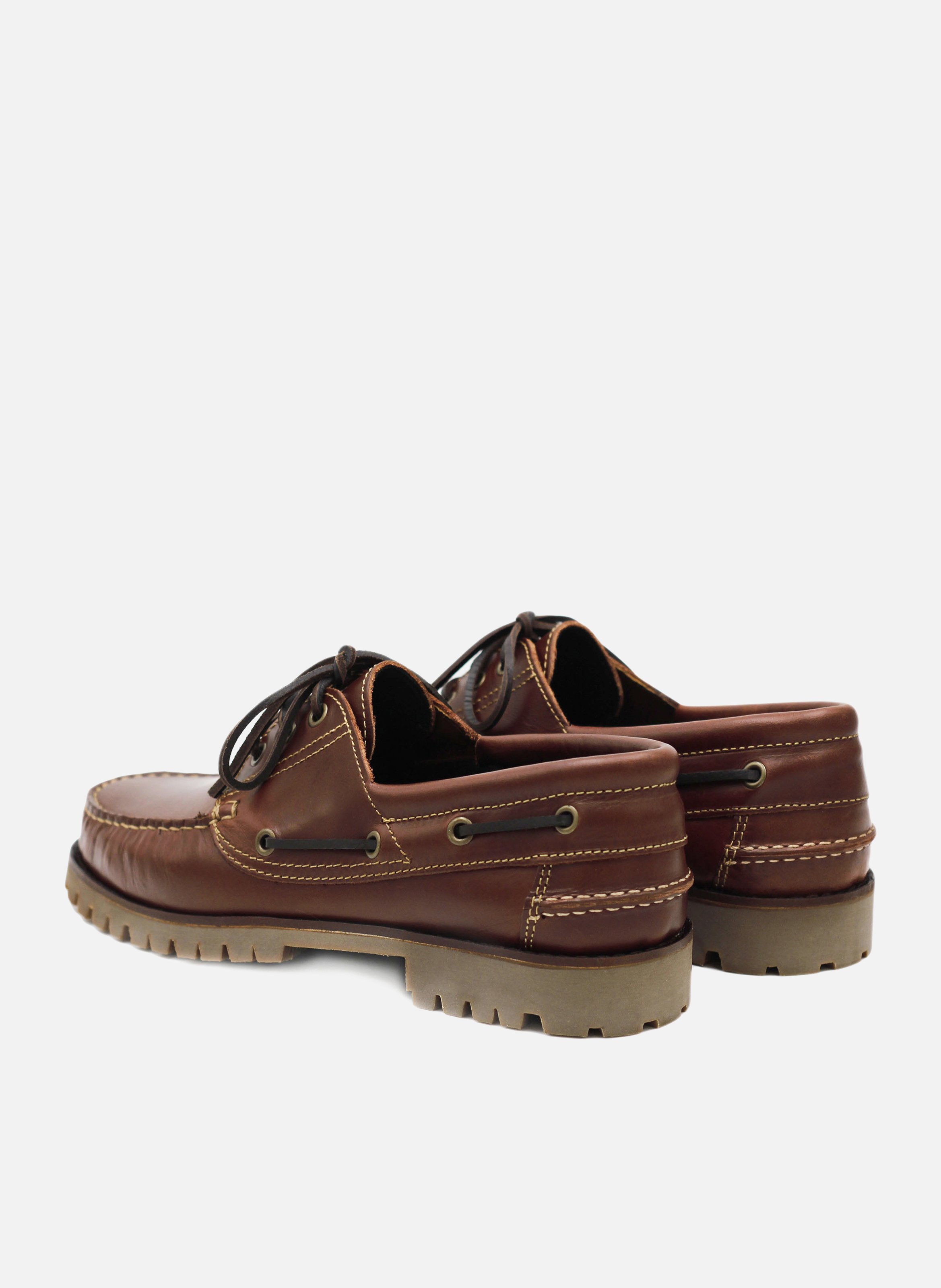 Bateau crampons cuir lisse JULES & JENN Marron