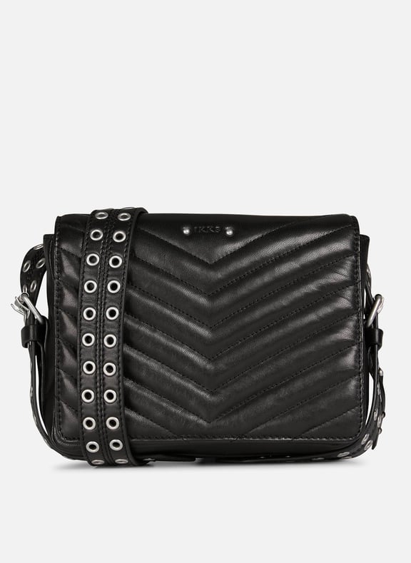 Sac bandoulière matelassé en cuir 1440 Noir by IKKS IKKS Sac bandoulière matelassé en cuir 1440 Noir