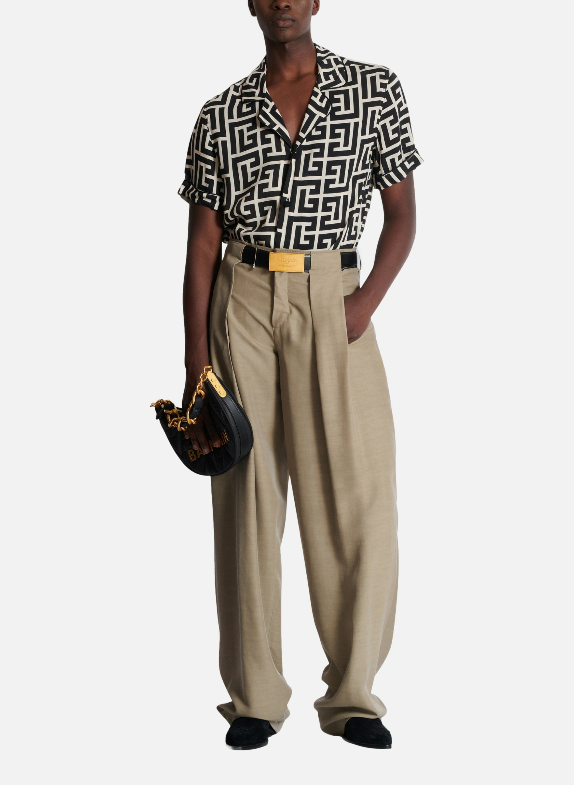 Chemisette imprimé monogramme BALMAIN Noir