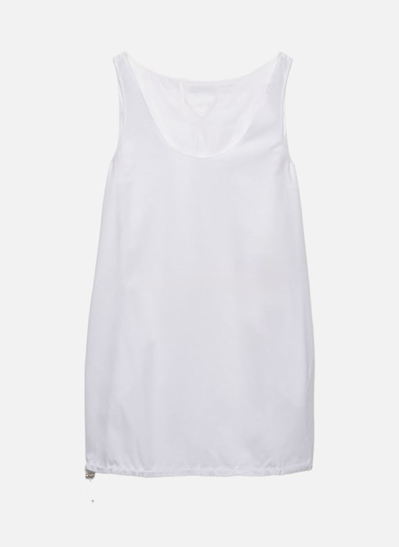 Mini-robe réversible en jersey de coton et re-nylo Blanc by PRADA PRADA Mini-robe réversible en jersey de coton et re-nylo Blanc