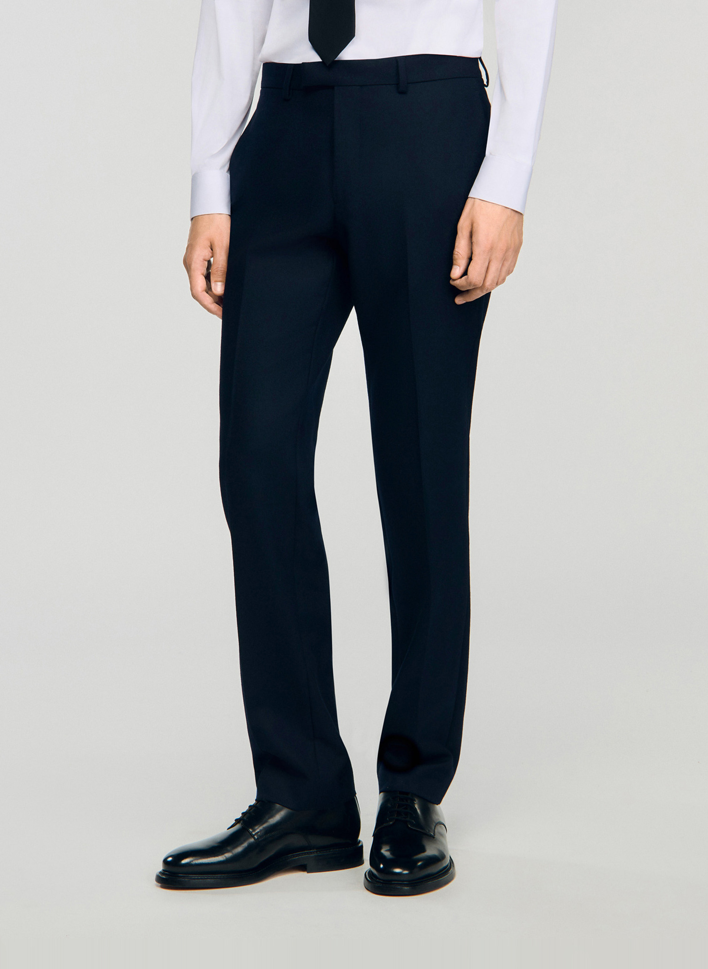 Pantalon à pinces en laine SANDRO Bleu