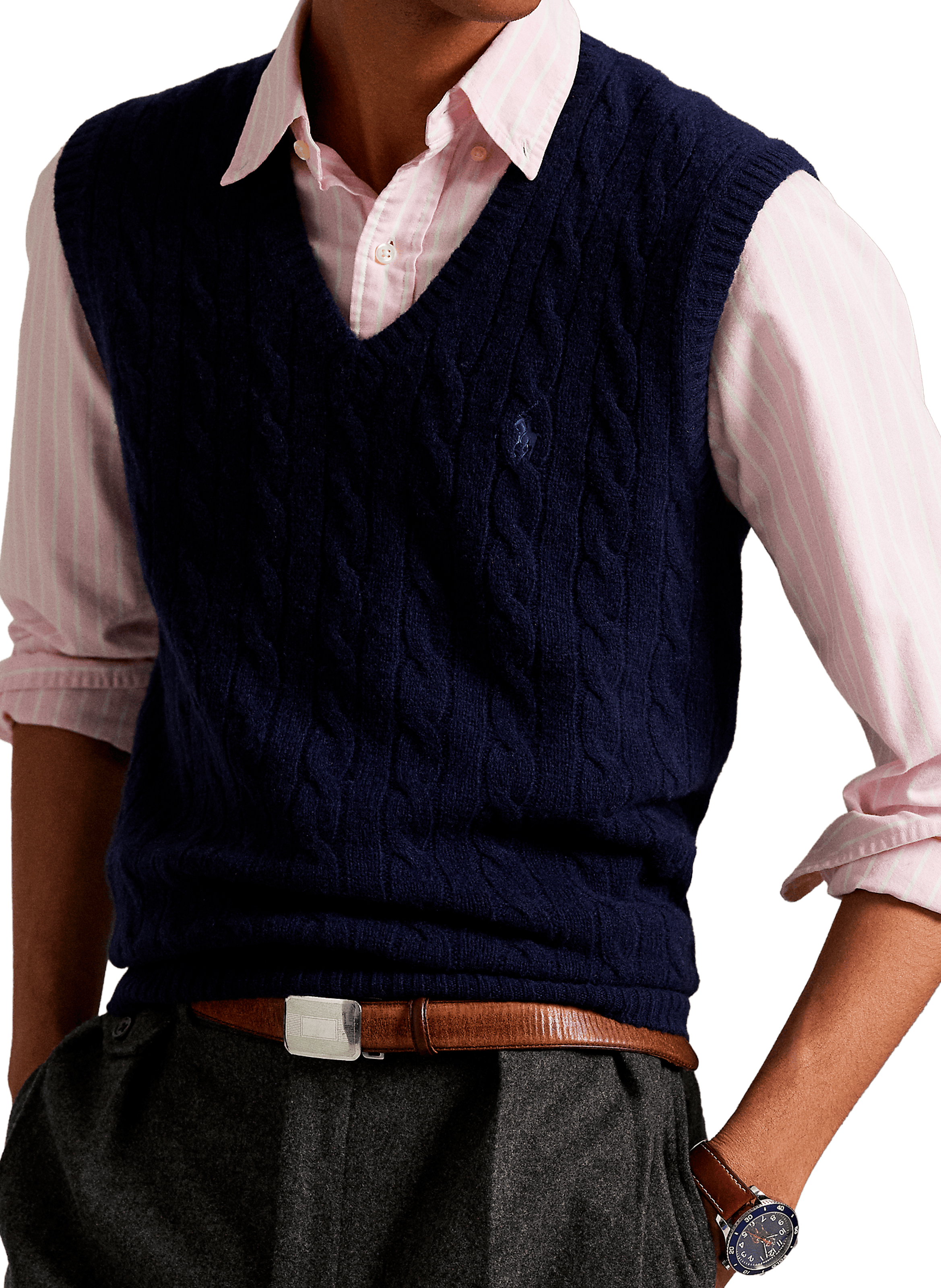 Gilet sans manches en laine et cachemire POLO RALPH LAUREN Bleu