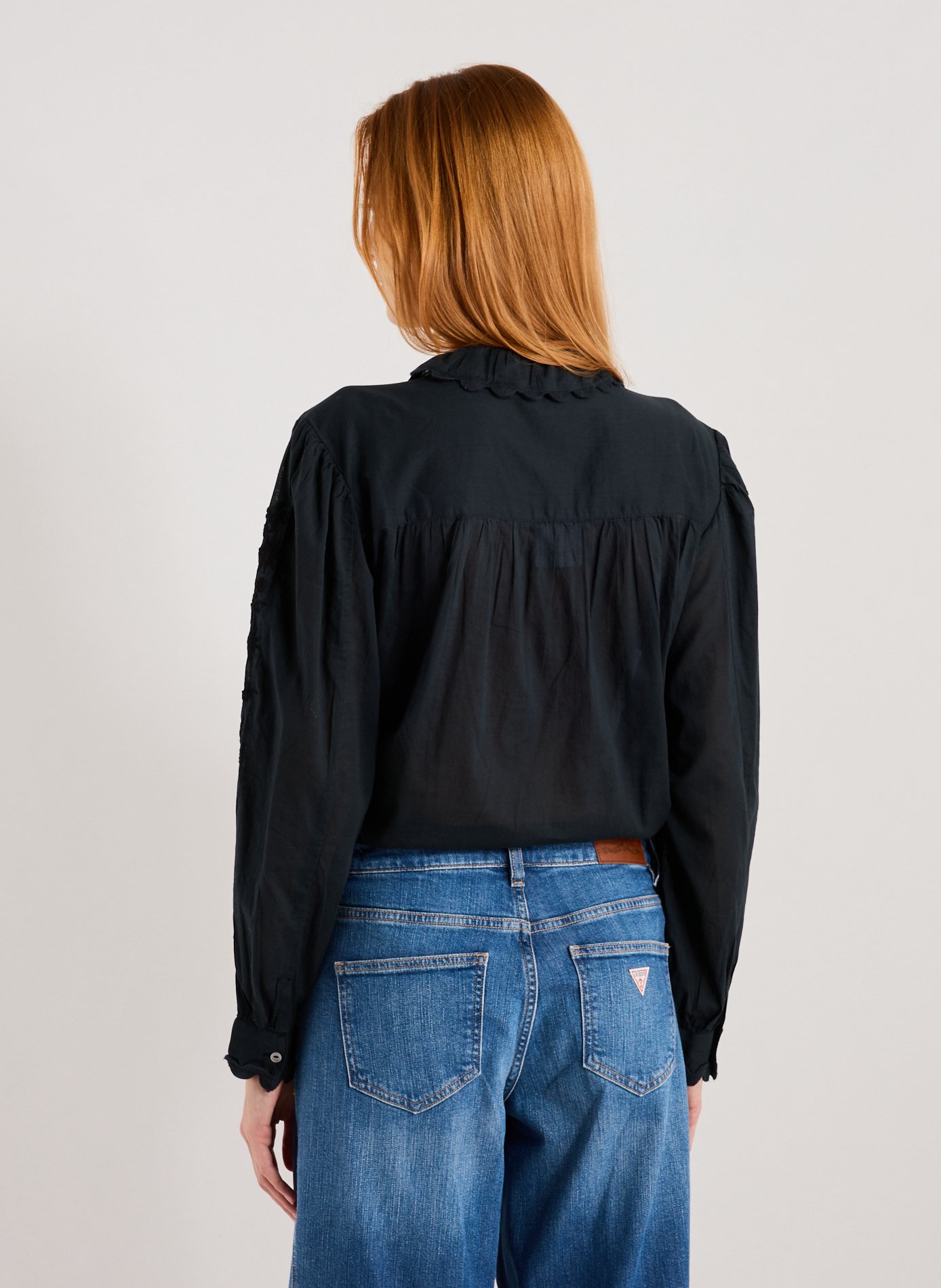 Chemise ample brodée en coton LOUISE MISHA Noir