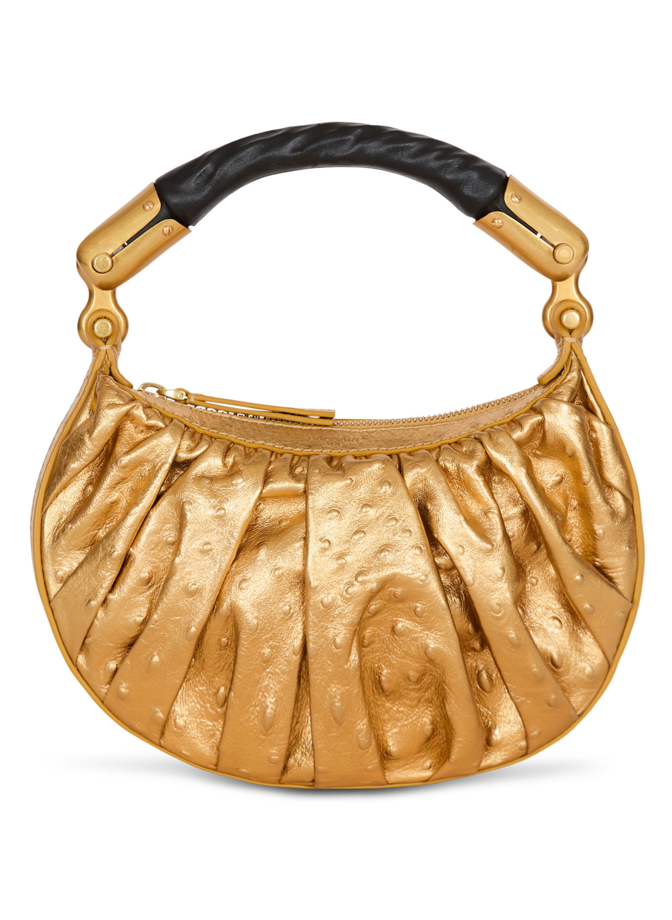 Sac ebene mini en cuir lamé BALMAIN Doré