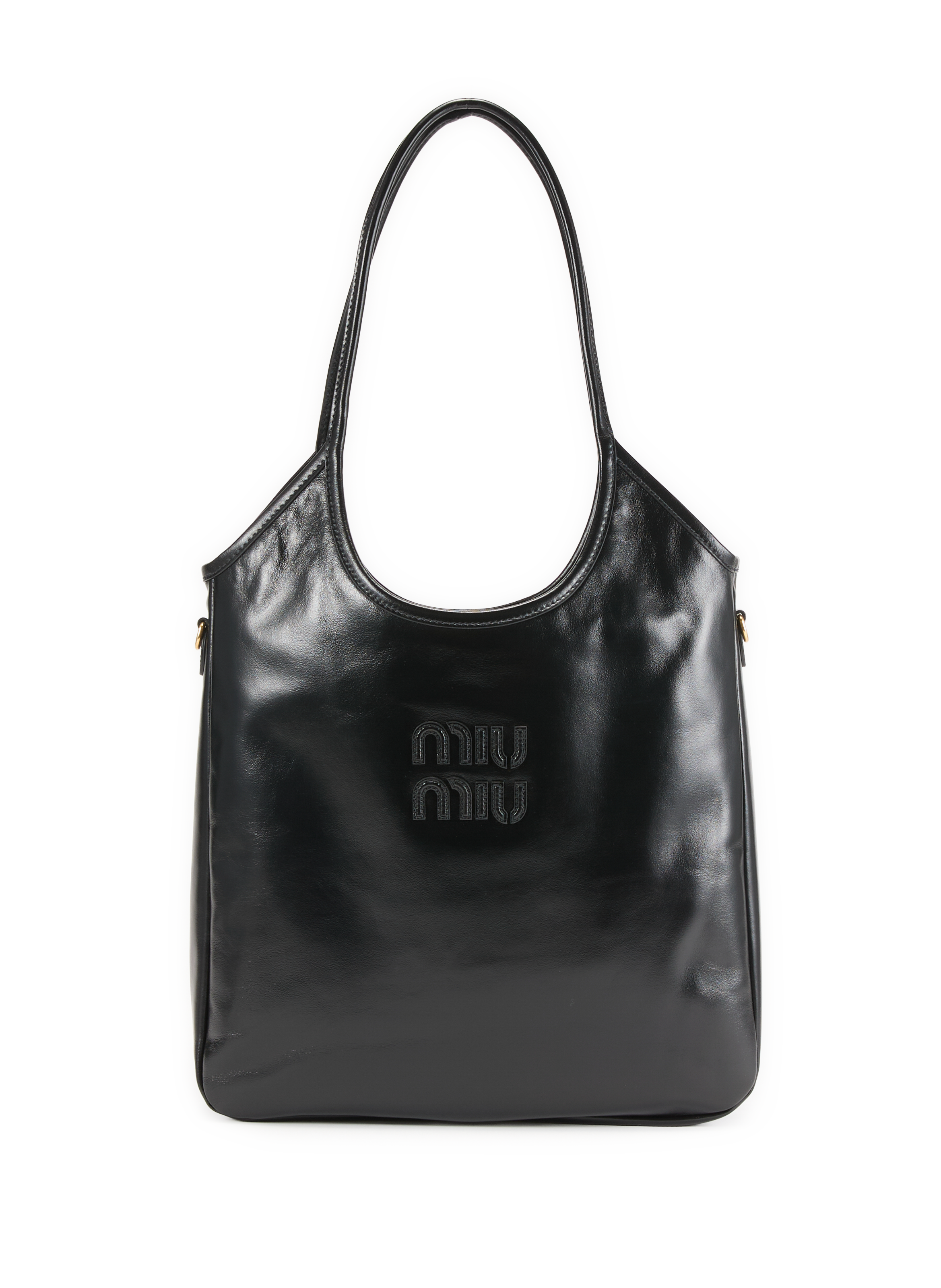 MIU MIU Sac à main en cuir de veau Noir