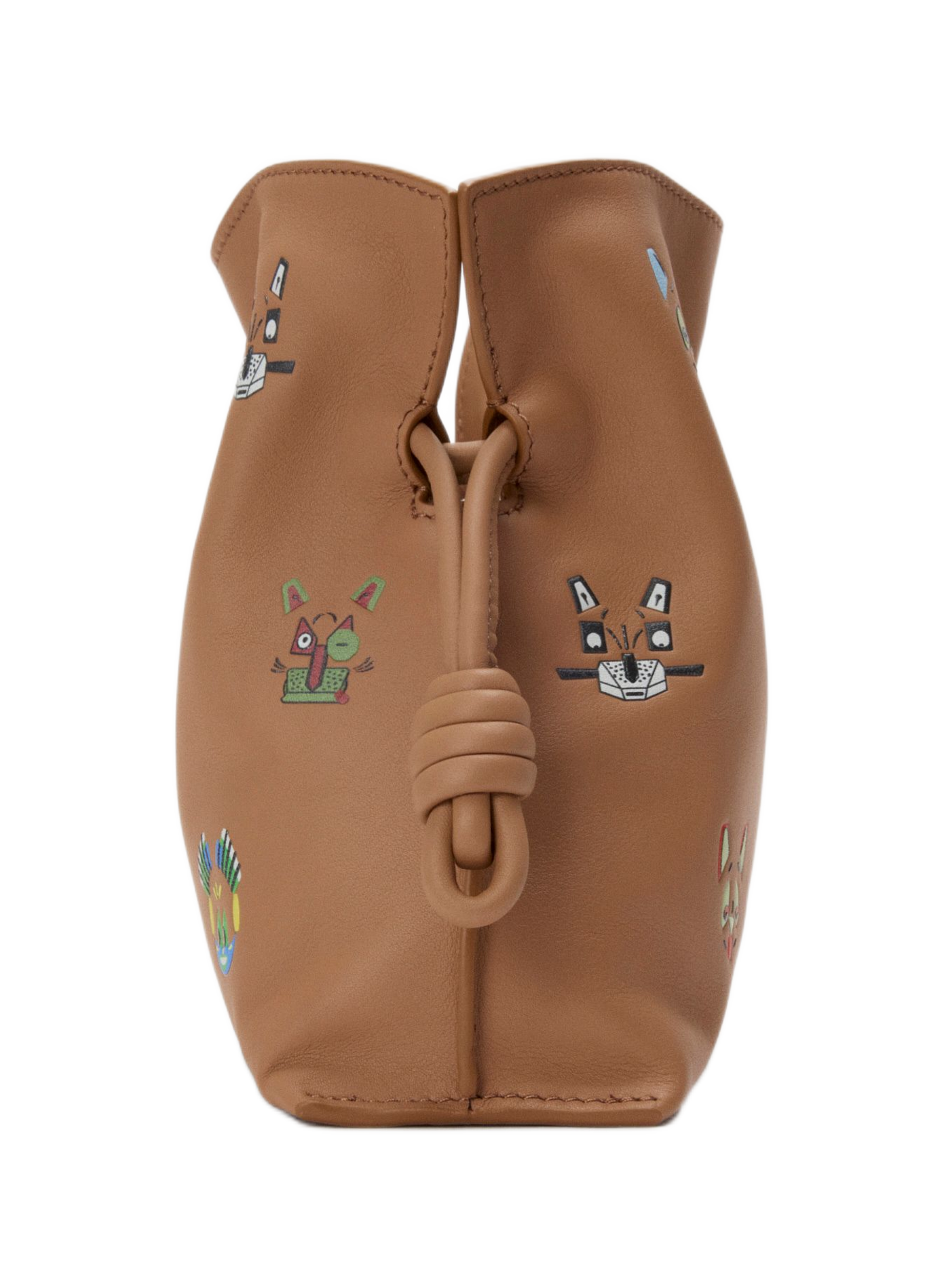 LOEWE x Louis Wain - Mini Flamenco clutch Cats en cuir de veau nappa LOEWE Marron