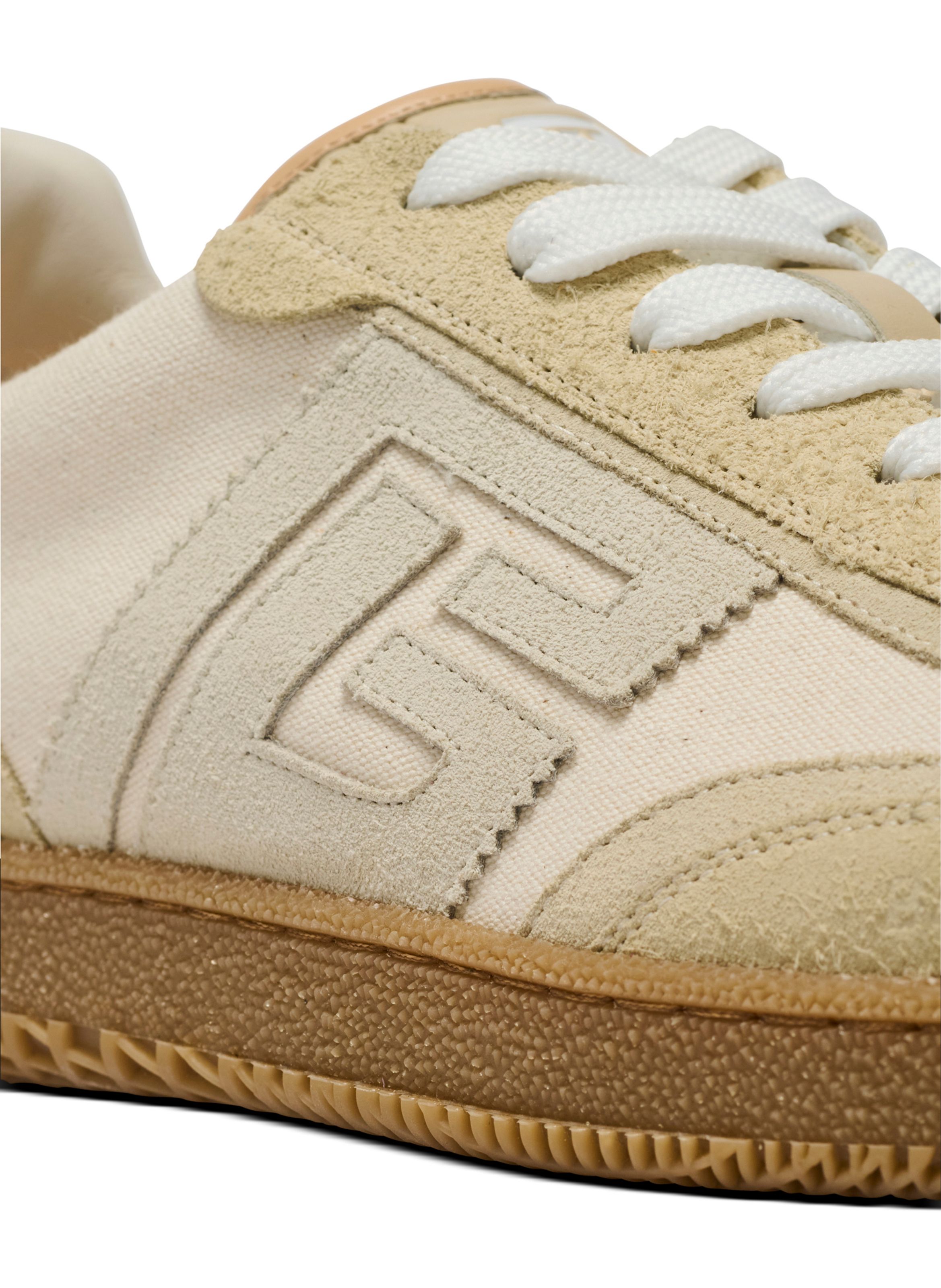 Baskets balmain swan en cuir suédé effet vieilli, cuir suédé et toile BALMAIN Beige