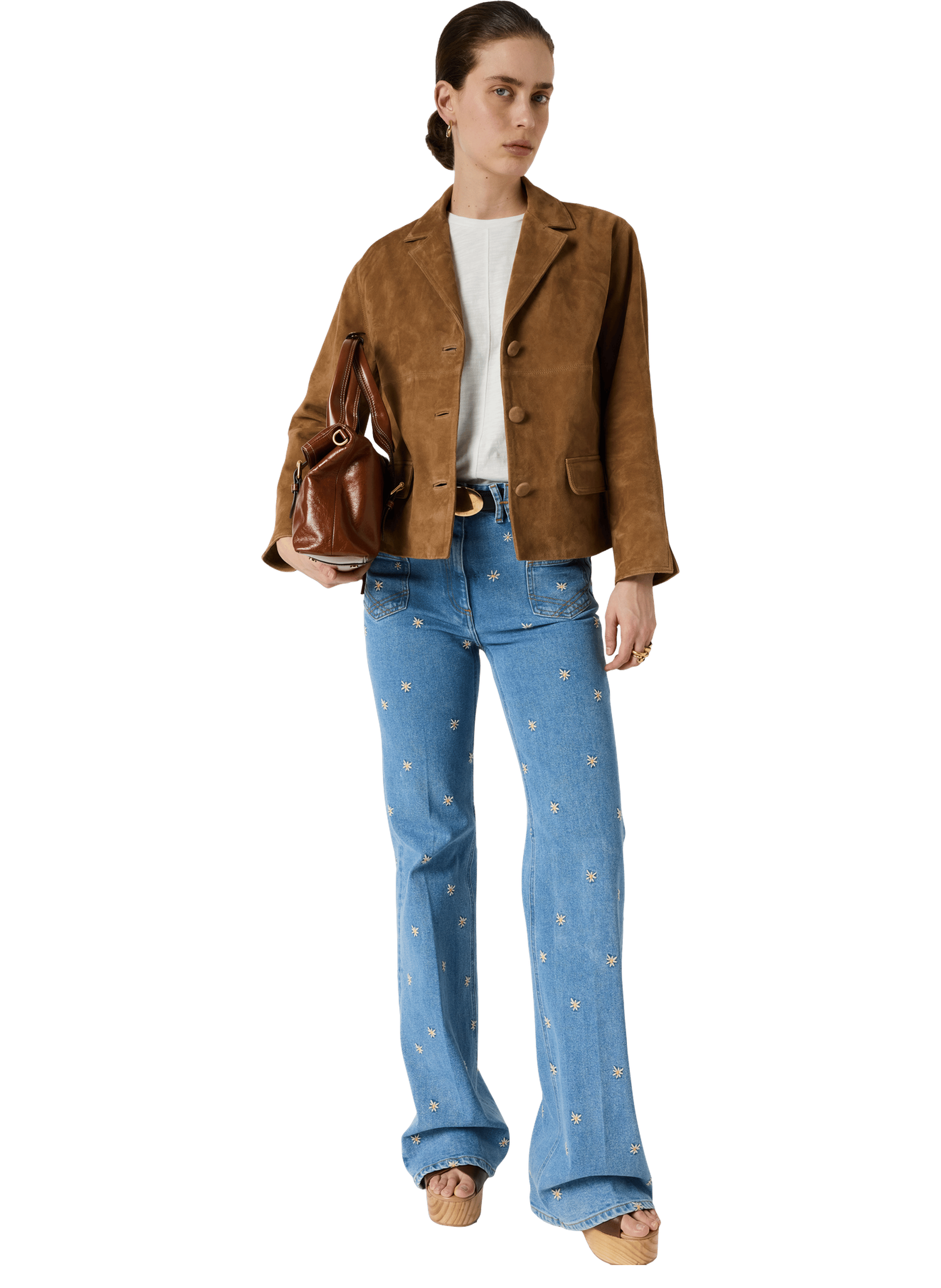 Veste courte en cuir velours - tirya GERARD DAREL Beige