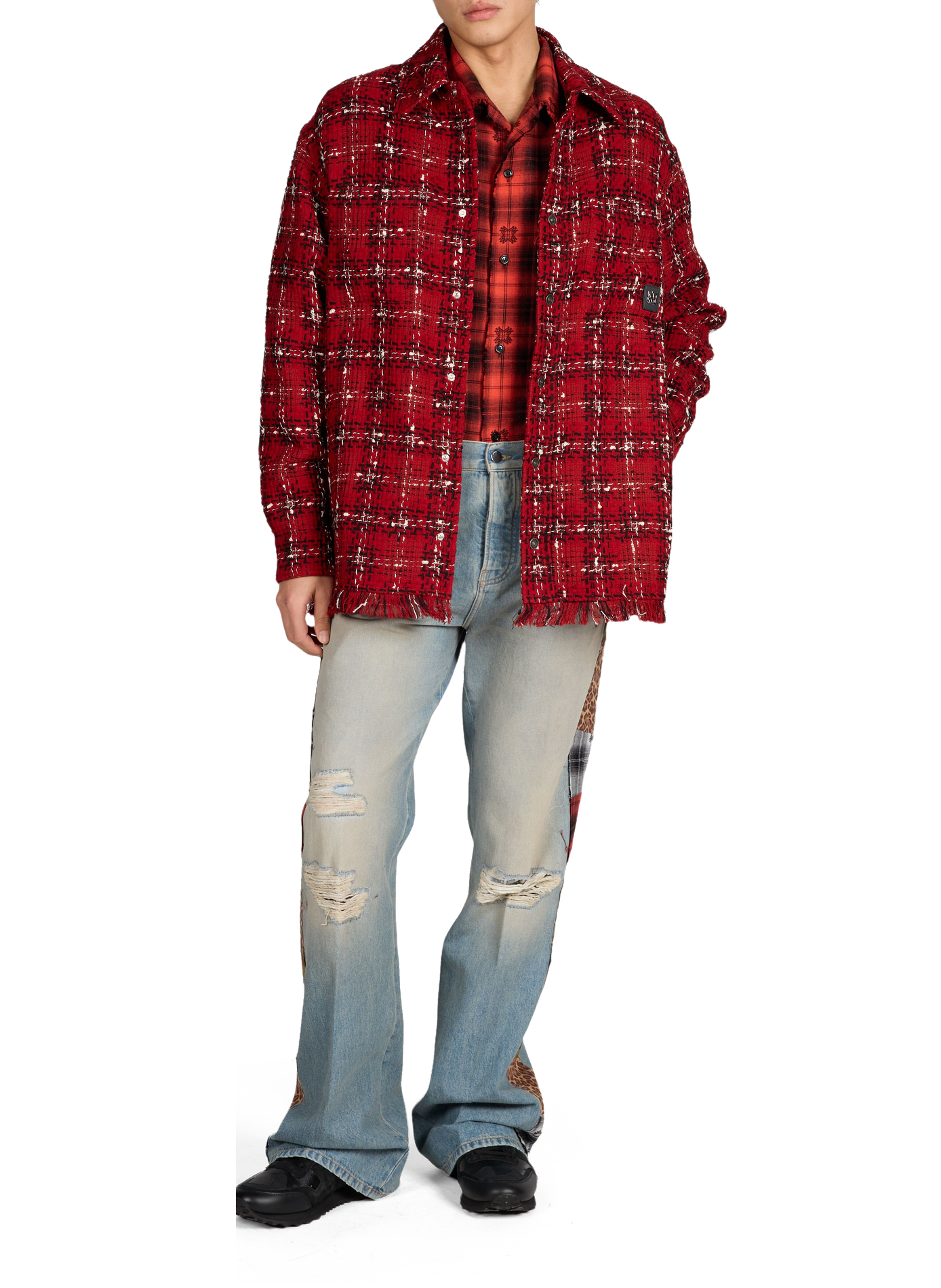 Cotton patchwork bootcut jeans AMIRI Blue