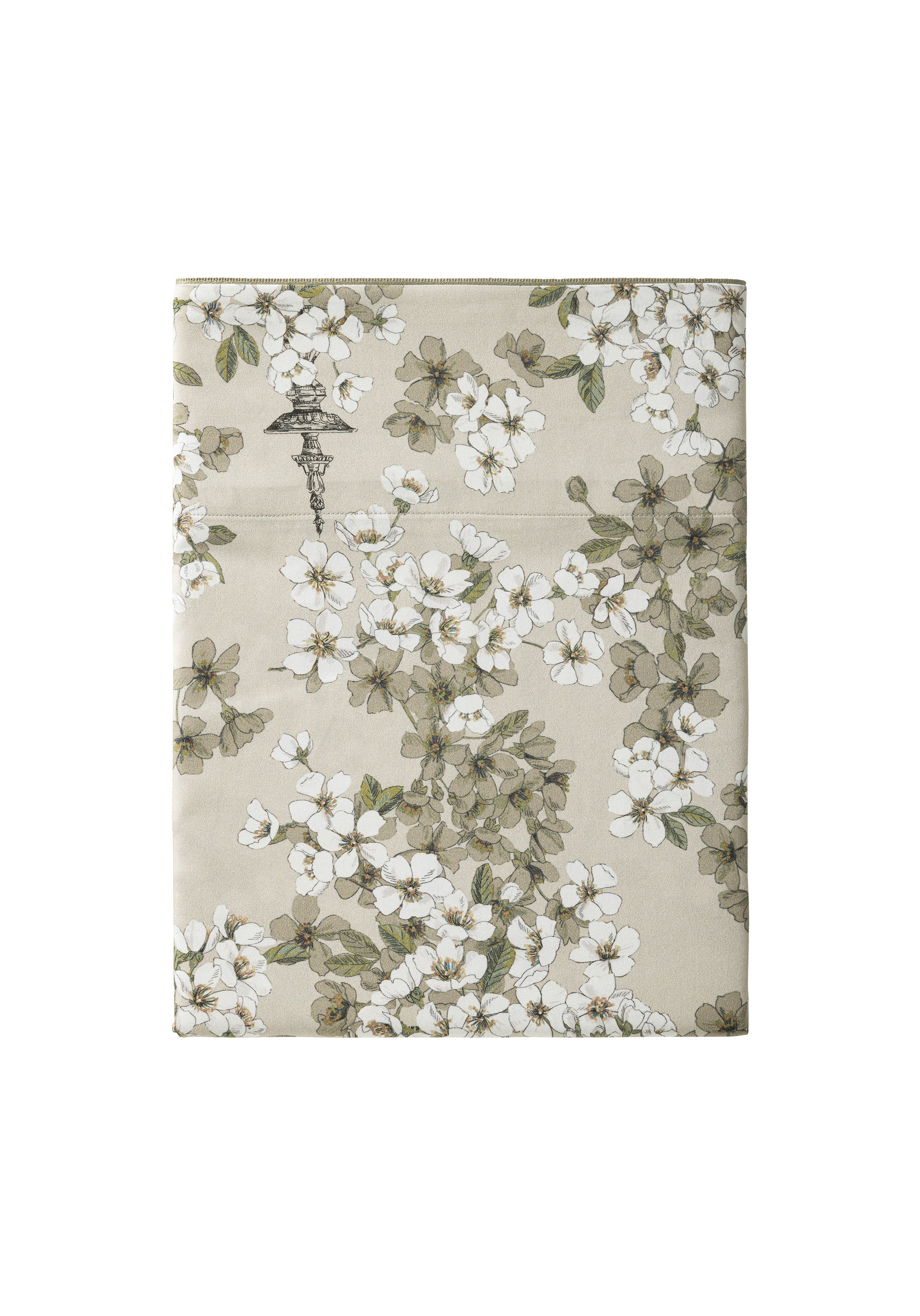 Drap plat imprimé en satin de coton bio, fine fleur ALEXANDRE TURPAULT Beige
