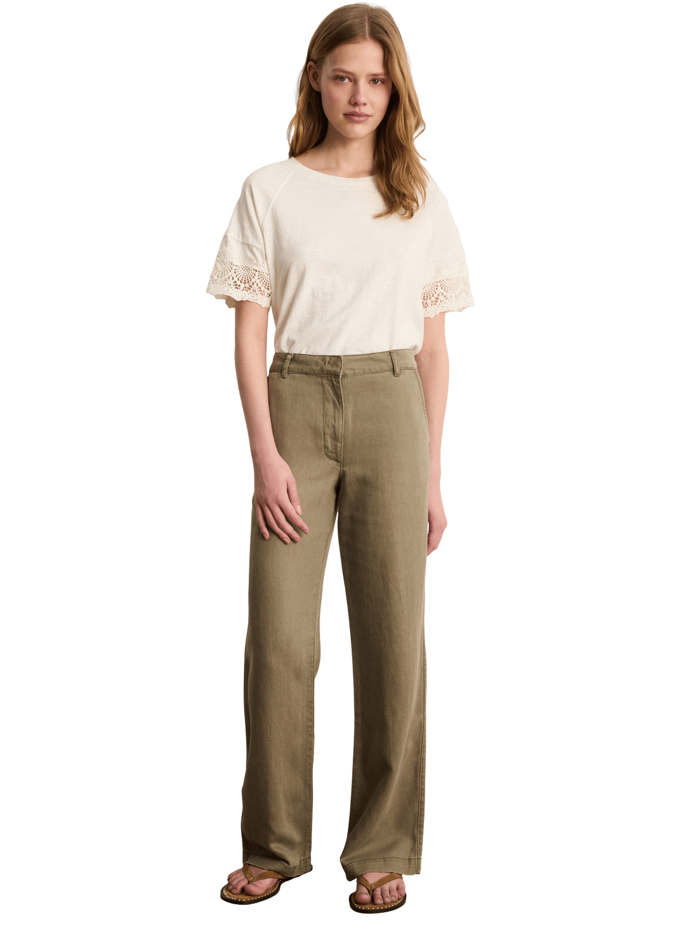 Pantalon fluide en lyocell et lin - bryana PABLO Vert