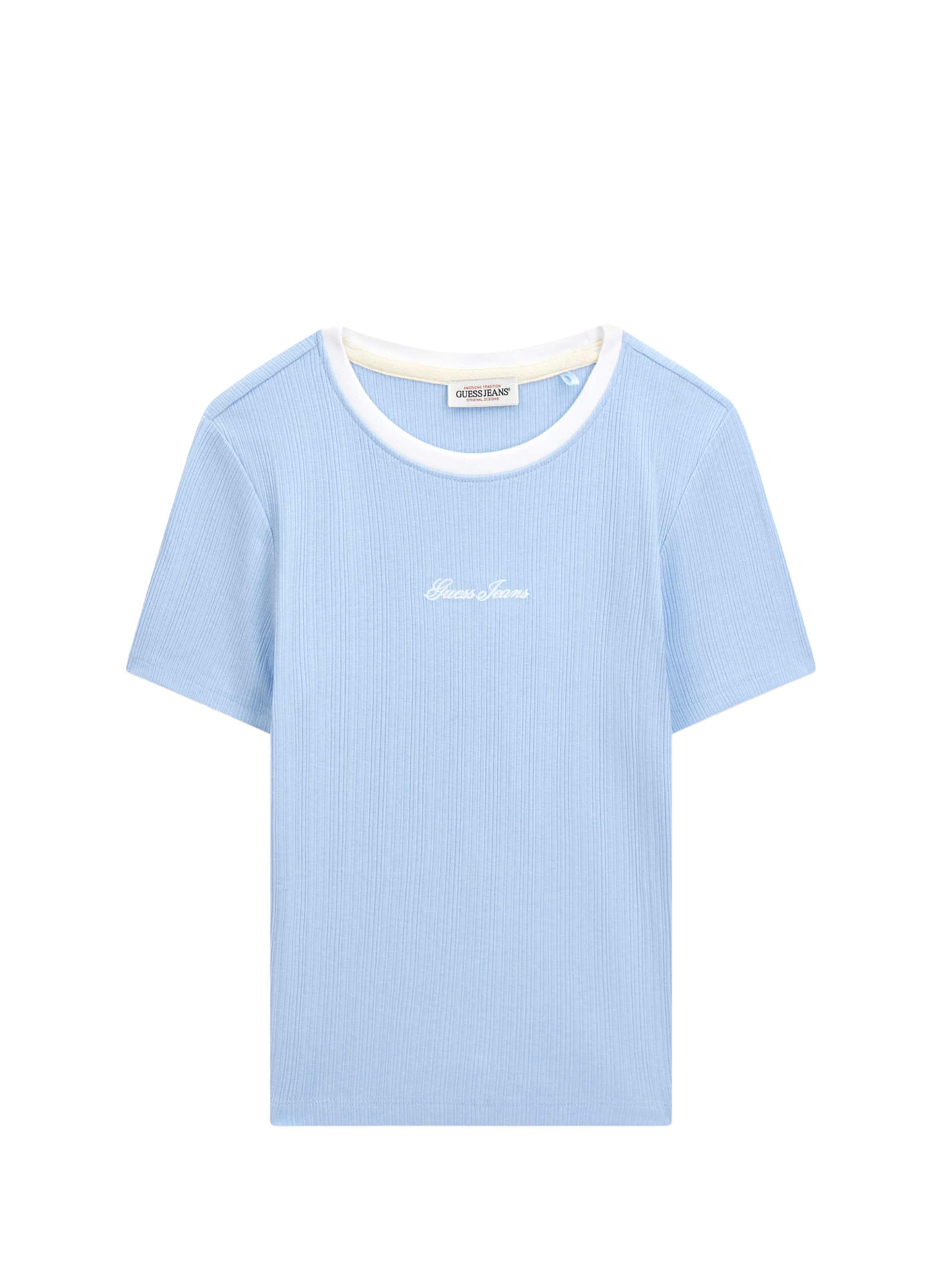 T-shirt met geborduurd logo en ronde hals GUESS Blauw