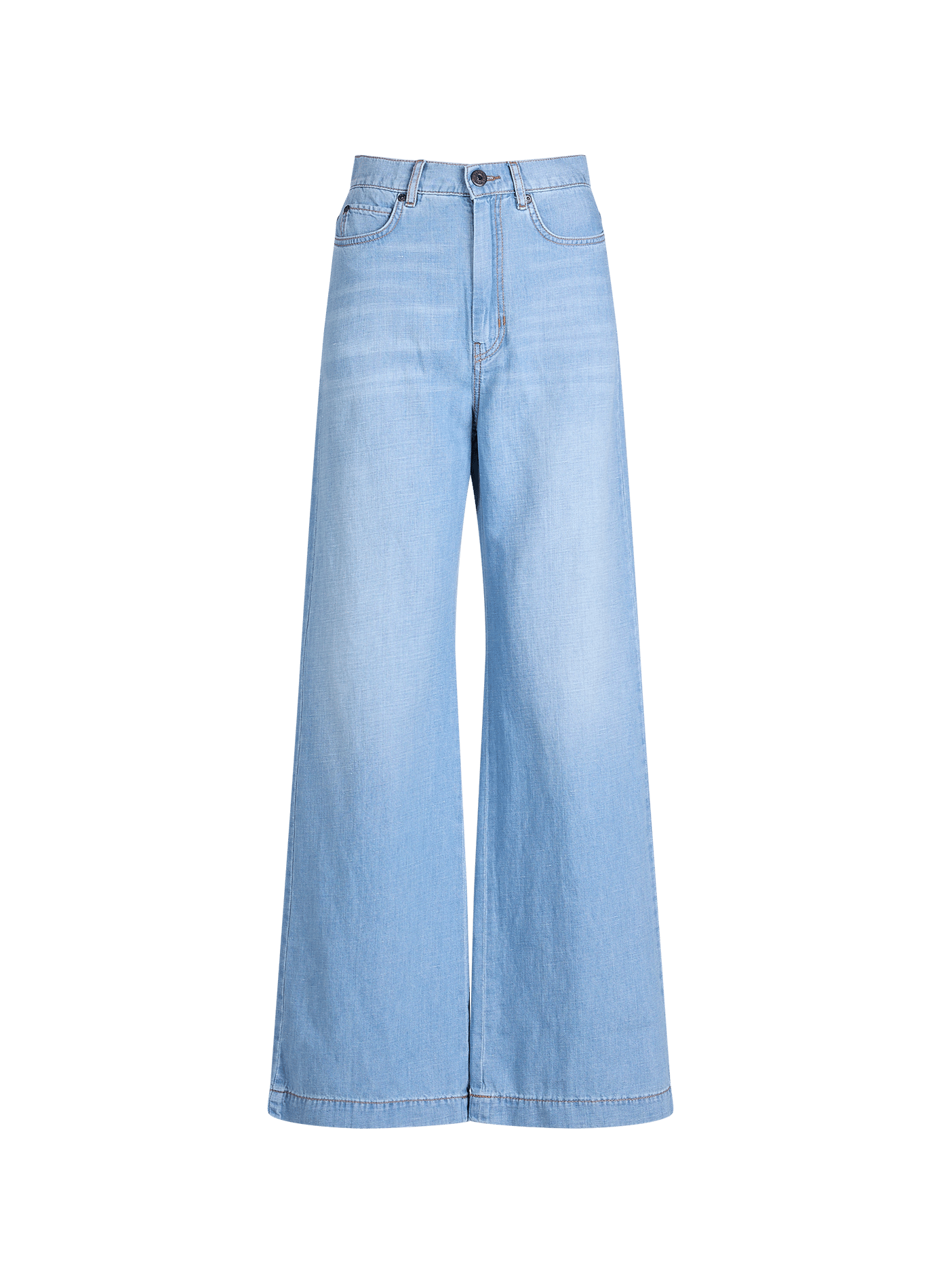 Jean droit en coton et lin MAX MARA WEEK END Bleu