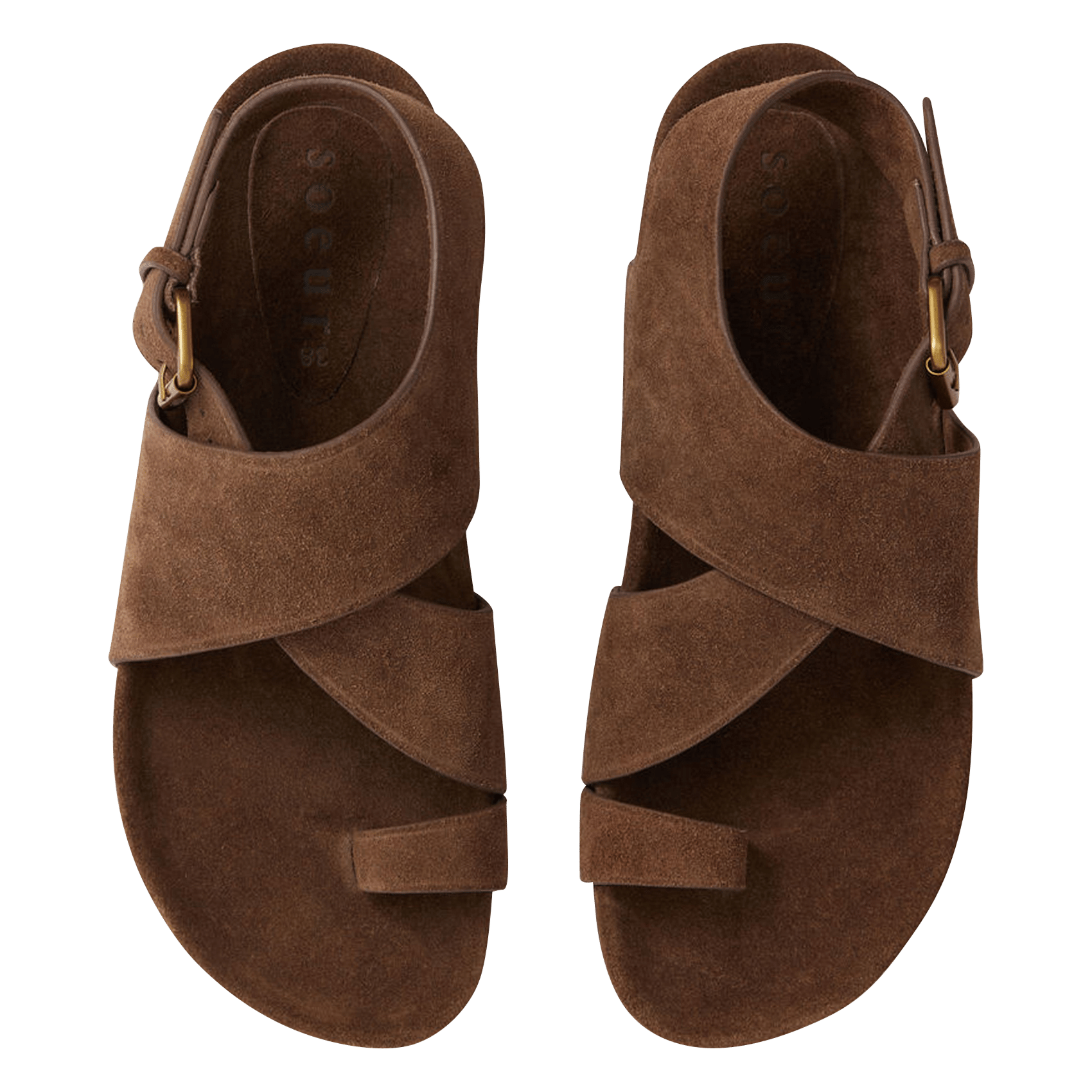 Sandales à brides en cuir suède domani SOEUR Marron