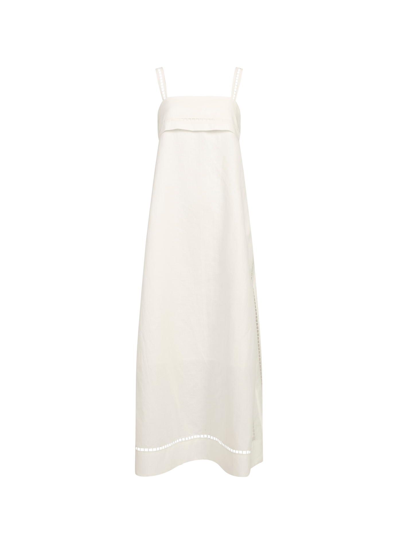 Sleeveless long dress with embroideries TELA White