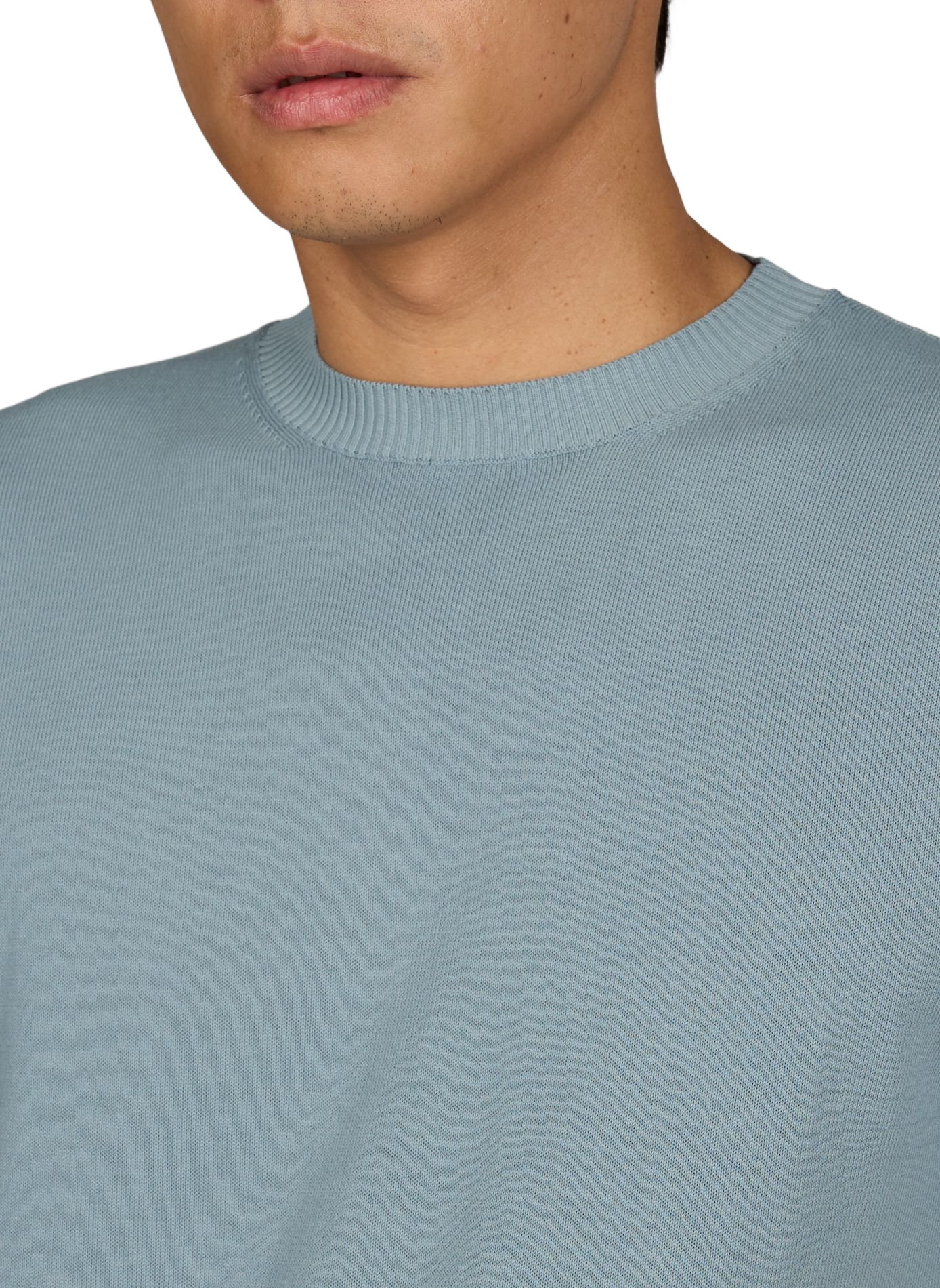 T-shirt uni à col rond en coton LAFAURIE Bleu